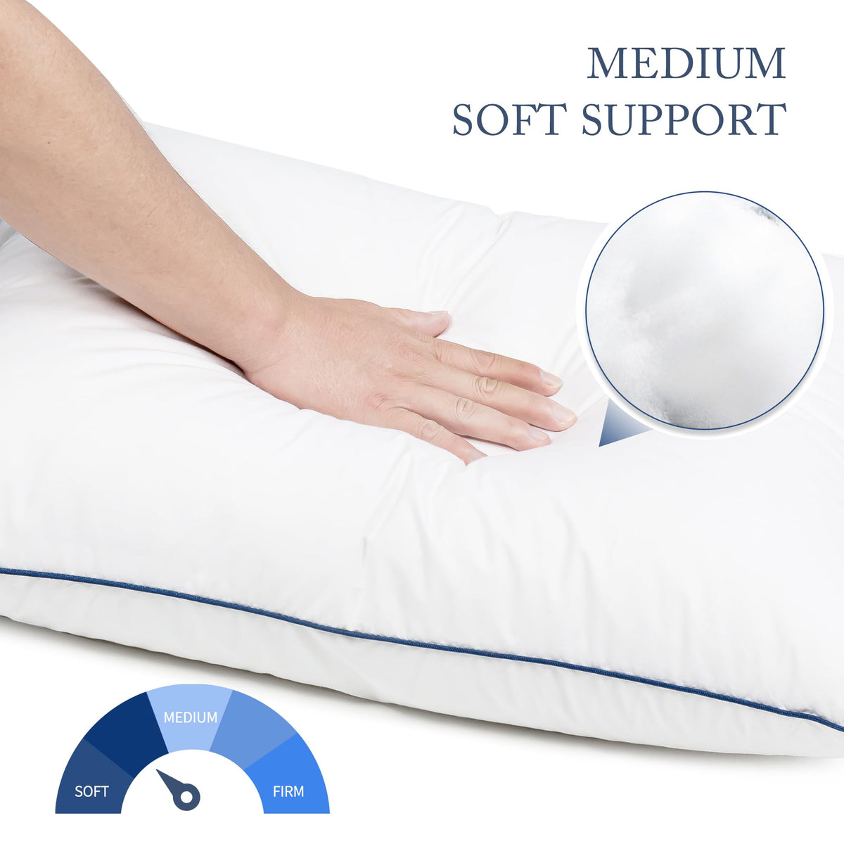 SILUI Flat Soft Thin Pillows Queen Size Set of 2 Pack Bed Pillow with Down Alternative Fill for Side Back Stomach Sleepers, 20x30 Inches, White