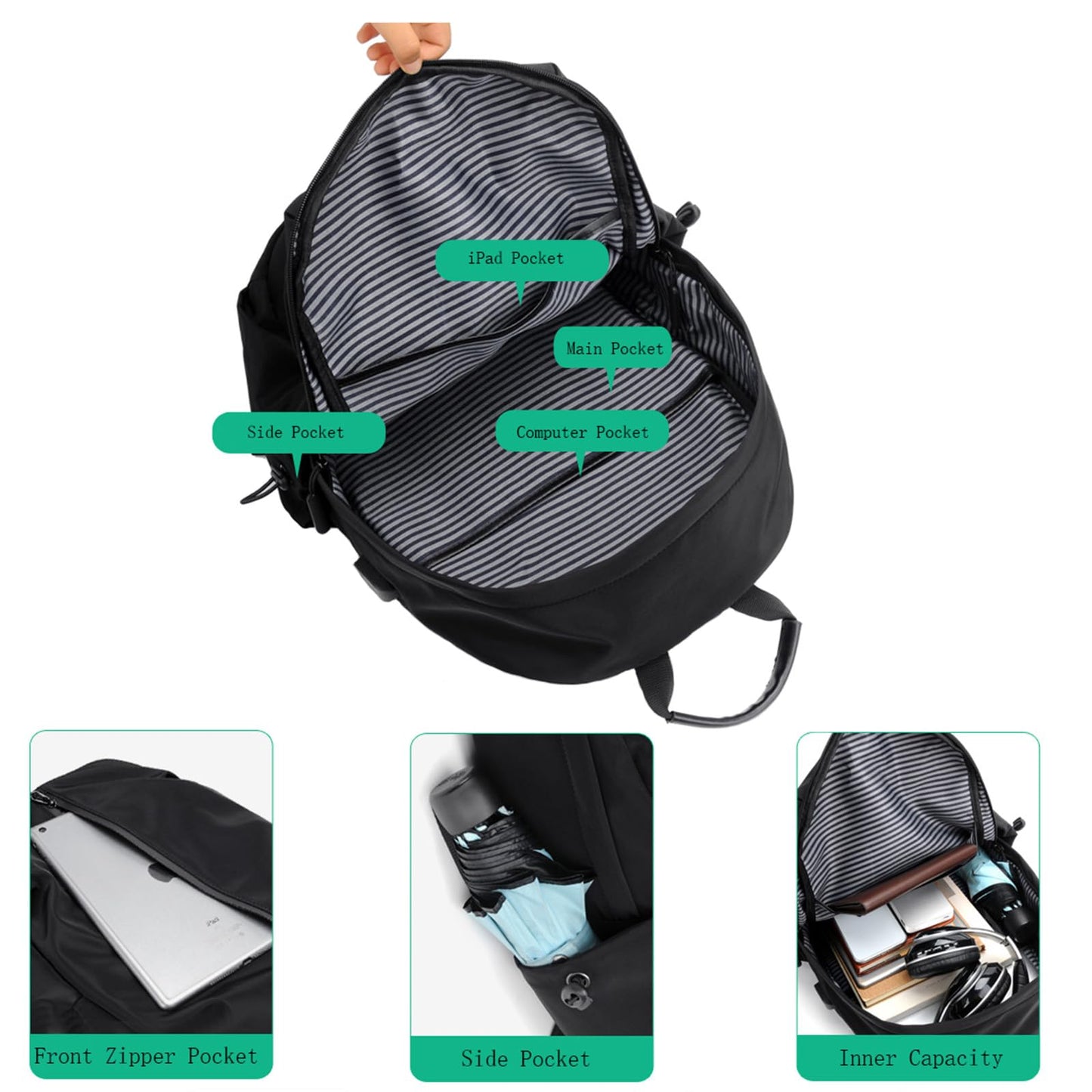 Business Backpacks Travel Laptop Backpack Black Work Bag for Men