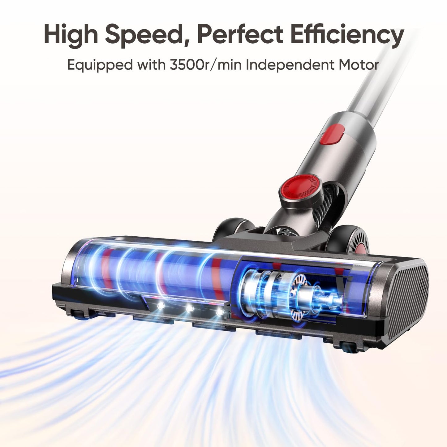 FLYLINKTECH Replacement Brush Head Compatible with V7 V8 V10 V11 V15, Motorized Vacuum Head with 2 Rollers for Hard Floors & Carpets, LED Lights, 180° Swivel, Not Compatible with V6