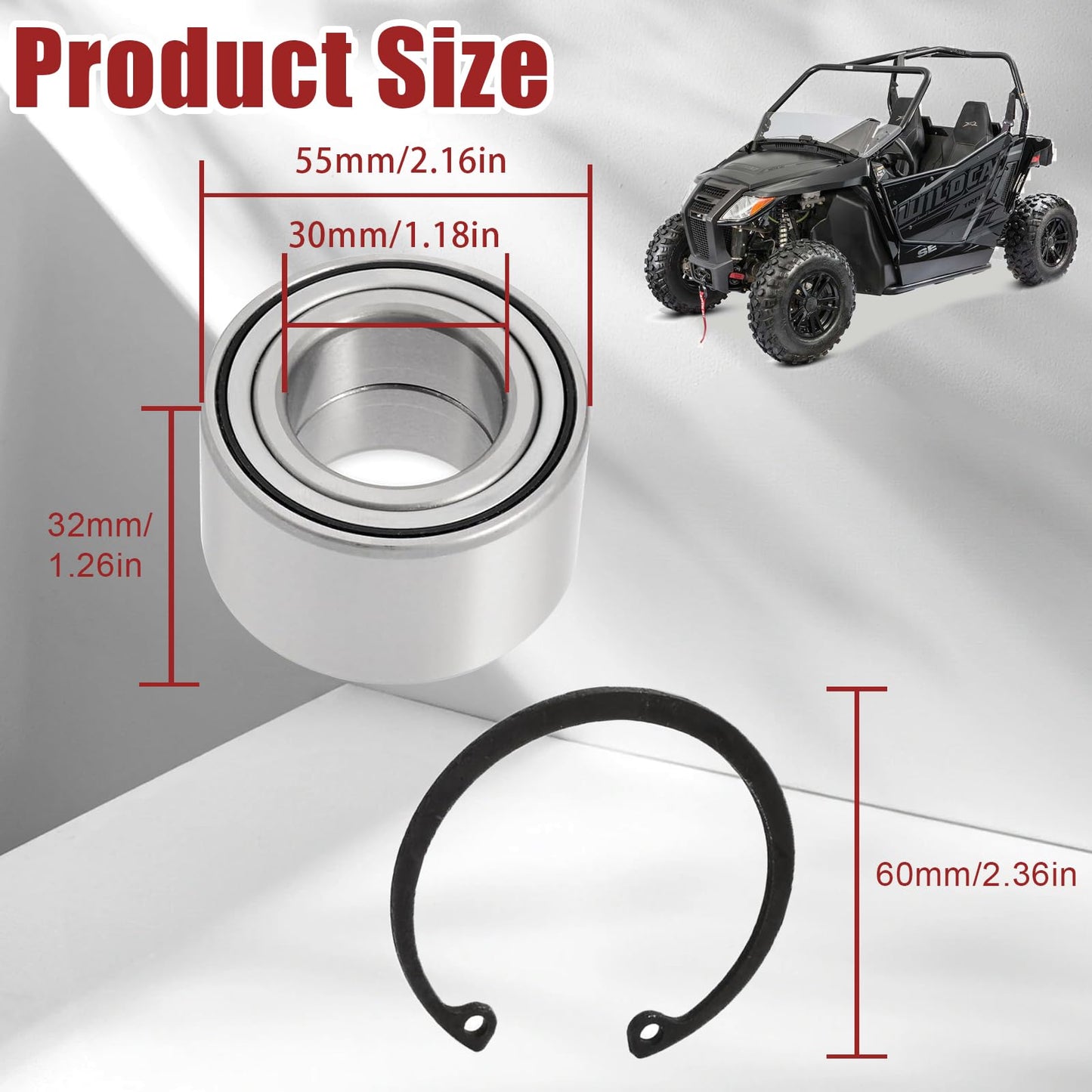 BAYUIHON 1402-027 1402-809 Front & Rear Heavy Duty Wheel Bearing for Arctic Cat 250 300 350 366 400 450 500 550 650 700 100 Thundercat Prowler 500 550 650 700 100 Wildcat 1000 4 4X X Sport Trail