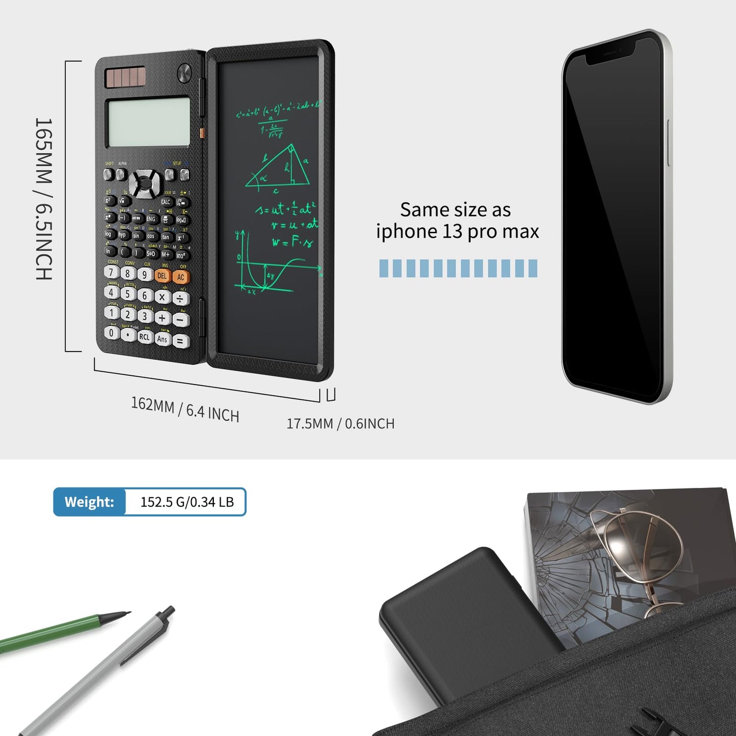 Scientific Calculator for High School 991ES Plus, ROATEE Calculators Multiview 4-Line Display with Writing Tablet, Rechargeable & Coin Battery Power Calculator Desktop Back to School Office Supplies