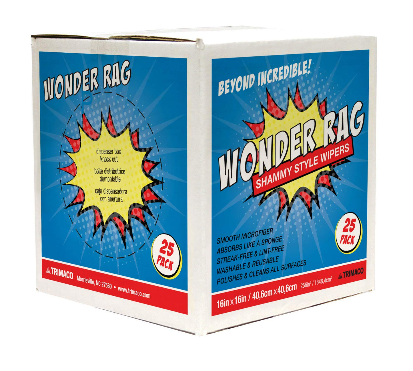 Trimaco Wonder RAG Microfiber Wiper Rags - 25 per Box, white