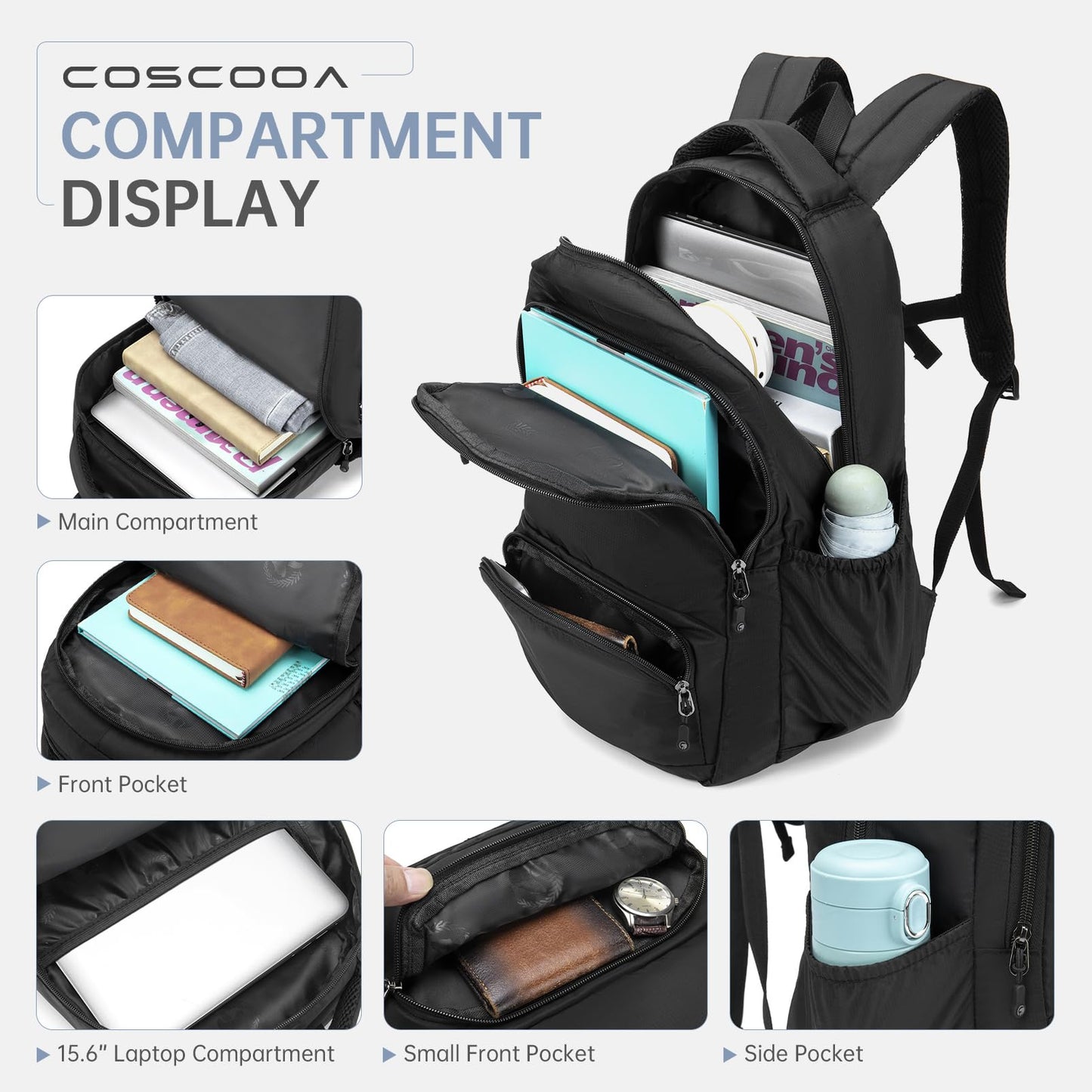 COSCOOA Carry On Travel Backpack 43x33x15 CM,6x13x17 inch Personal Item Bag for Budget Flights in Canada,Underseat Travel Duffel Bag,14 inch Laptop Backpack Flight Approved
