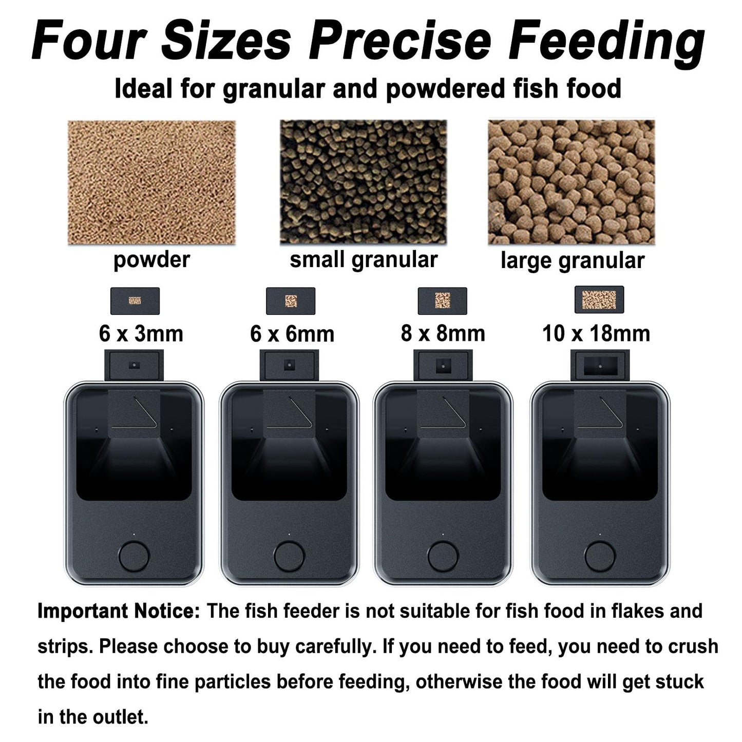 GEZIEKID WiFi Automatic Fish Feeder for Aquarium, Food Dispenser for Fish Tank with App Control, USB Powered, Suitable for Small Fish Tank Pelleted Food, Black