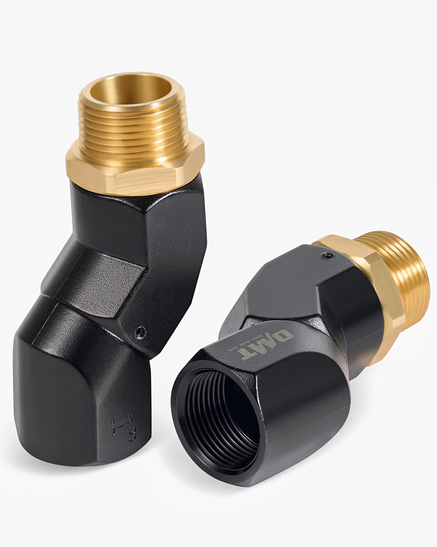 Orion Motor Tech 1" NPT Fuel Hose Nozzle Connectors, Fuel Transfer Nozzle Swivel Set of 2, Multi Plane 360 Rotating Fuel Tank Connectors, Powder Coated Fuel Hose Nozzle Adapter for Gas Diesel Kerosene