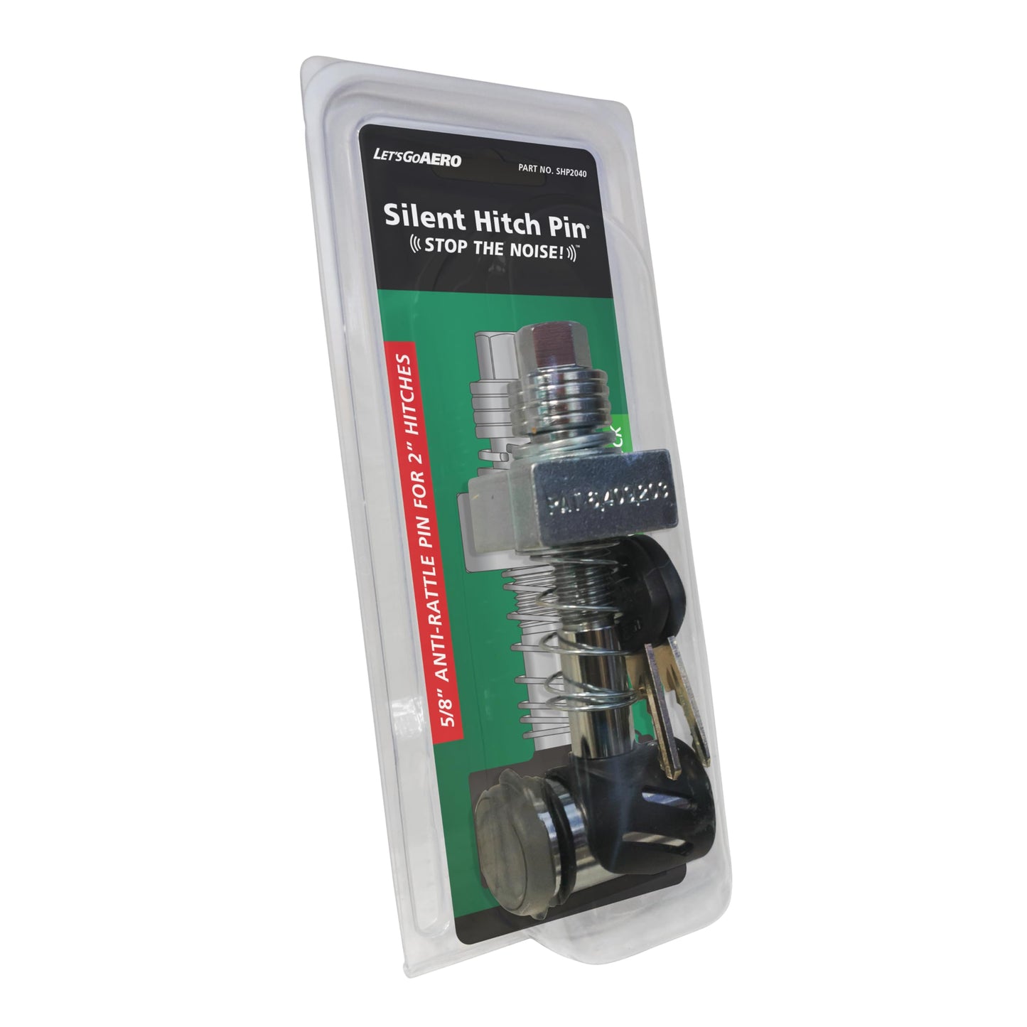 Let's Go Aero (SHP2040) Keyless Press-on Locking Silent Hitch Pin for 2in Hitches