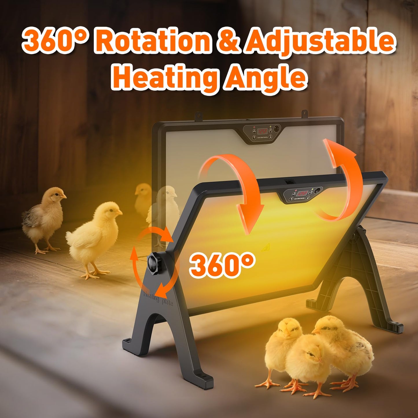 Chicken Coop Heater with Remote Control Timer, 180W Chick Brooder Heating Plate, 17"x13" Double-Sided Brooder Heater Plate with Adjustable Temp, Led Light& Angle, Perfect Chicken Coop Accessories