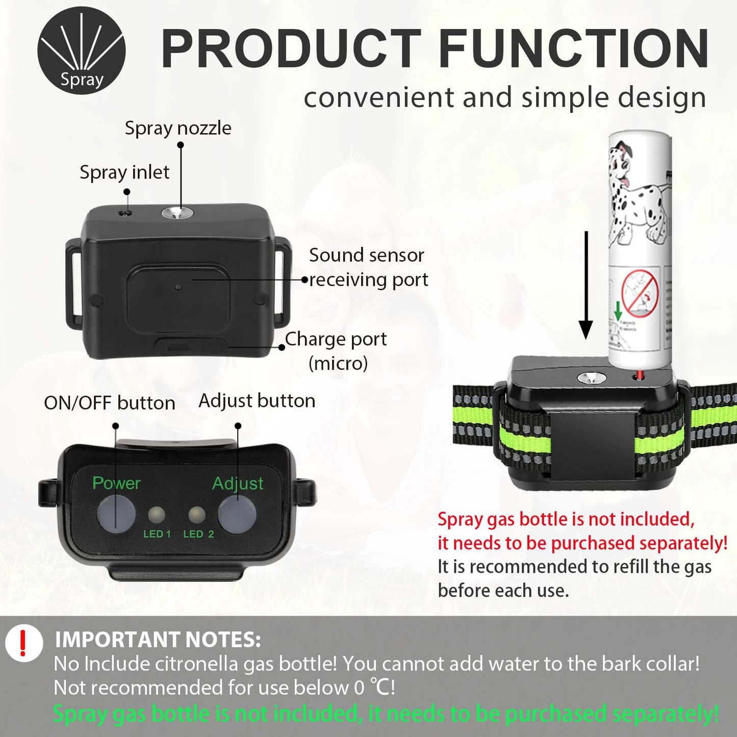 Citronella Bark Collar for Dogs [No Refill] Level 2 Sensitivity & Spray Adjustable, Rechargeable Waterproof Spray Dog Training Collar, Dog Collar for L/M/S Dogs