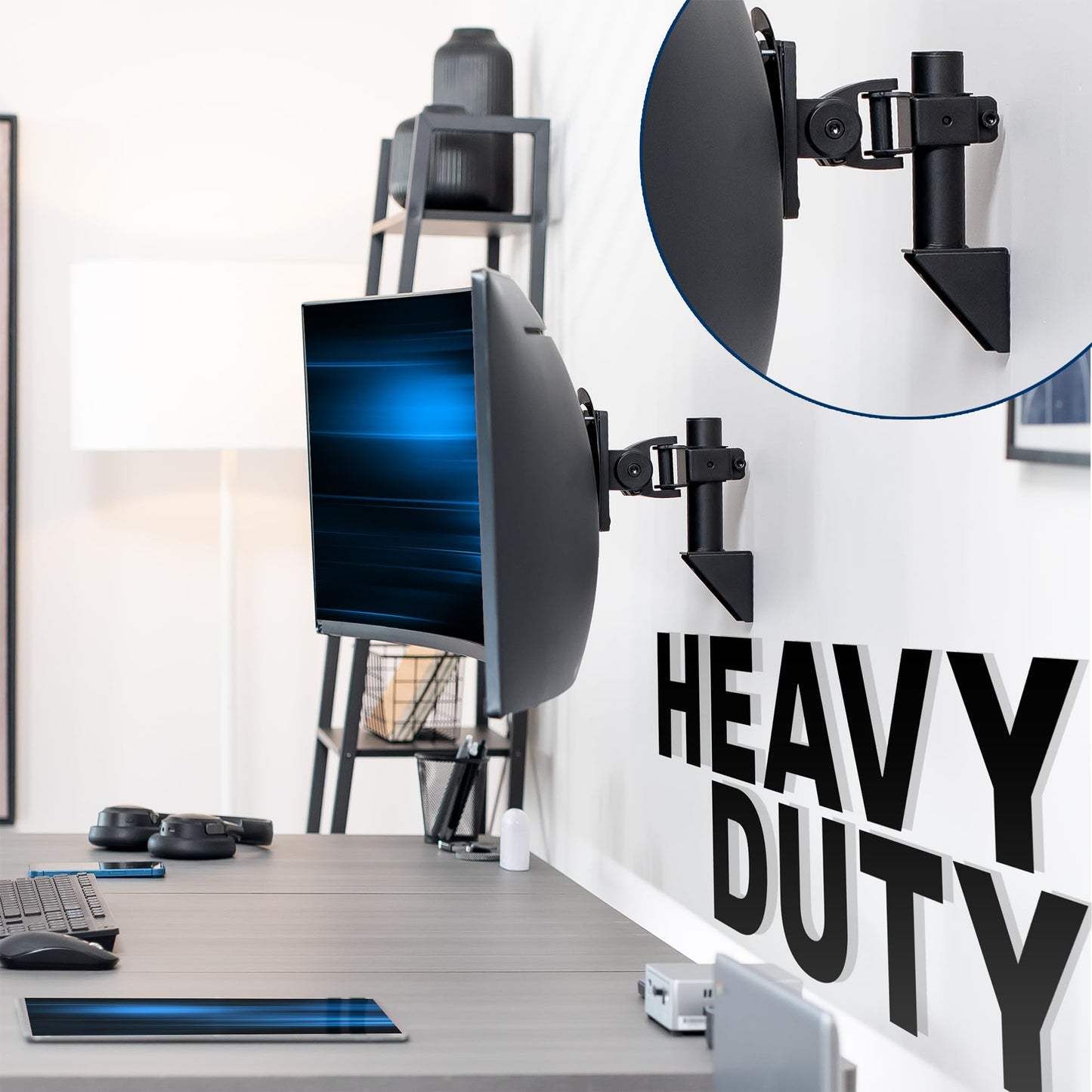 VIVO Single Ultrawide Monitor Wall Mount for Up to 49 inch Screens, Articulating and Height Adjustable, Holds Ultra Wides Up to 44 lbs, Black, MOUNT-WCB01A