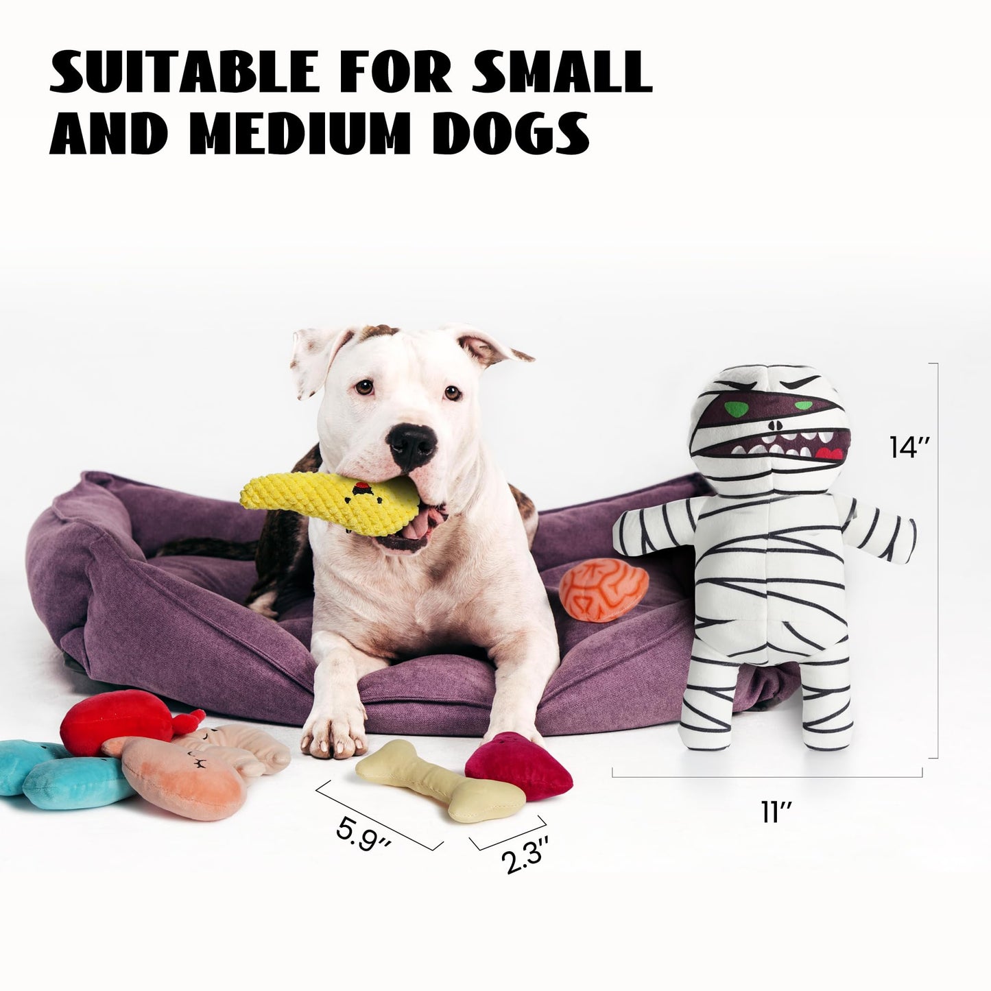 Funny Plush Squeaky Dog Toys: 9-in-1 Stuffed Chew Toys for Small Medium Dogs with Durable Soft Fabric, Puppy Chew Toys for Teething, Indoor Interactive Pet Supplies for Boredom and Stimulating