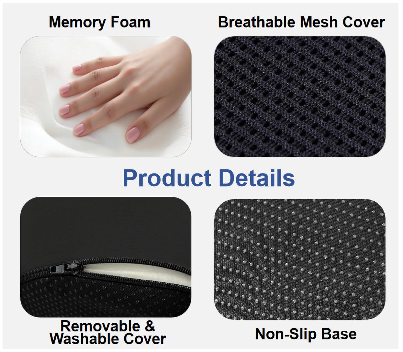 Seat Cushion, Coccyx Cushion -W-Shaped Ergonomic Premium Memory Foam for Tailbone Pain & Back Relief - Non-Slip Office Chair, Car Seat, Wheelchair & Gaming Chair Cushion