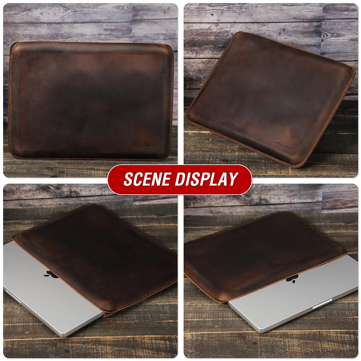 CataPurus Top Grain Leather 14.2" Laptop Sleeve Case, Fit Design, Compatible with MacBook Air 13" M2 A2681 M1 A2337 A2179 A1932/Pro 13" M2 A2338 A2251 A2289 A2159 A1989 A1706 A1708, Coffee 14.2 Inch