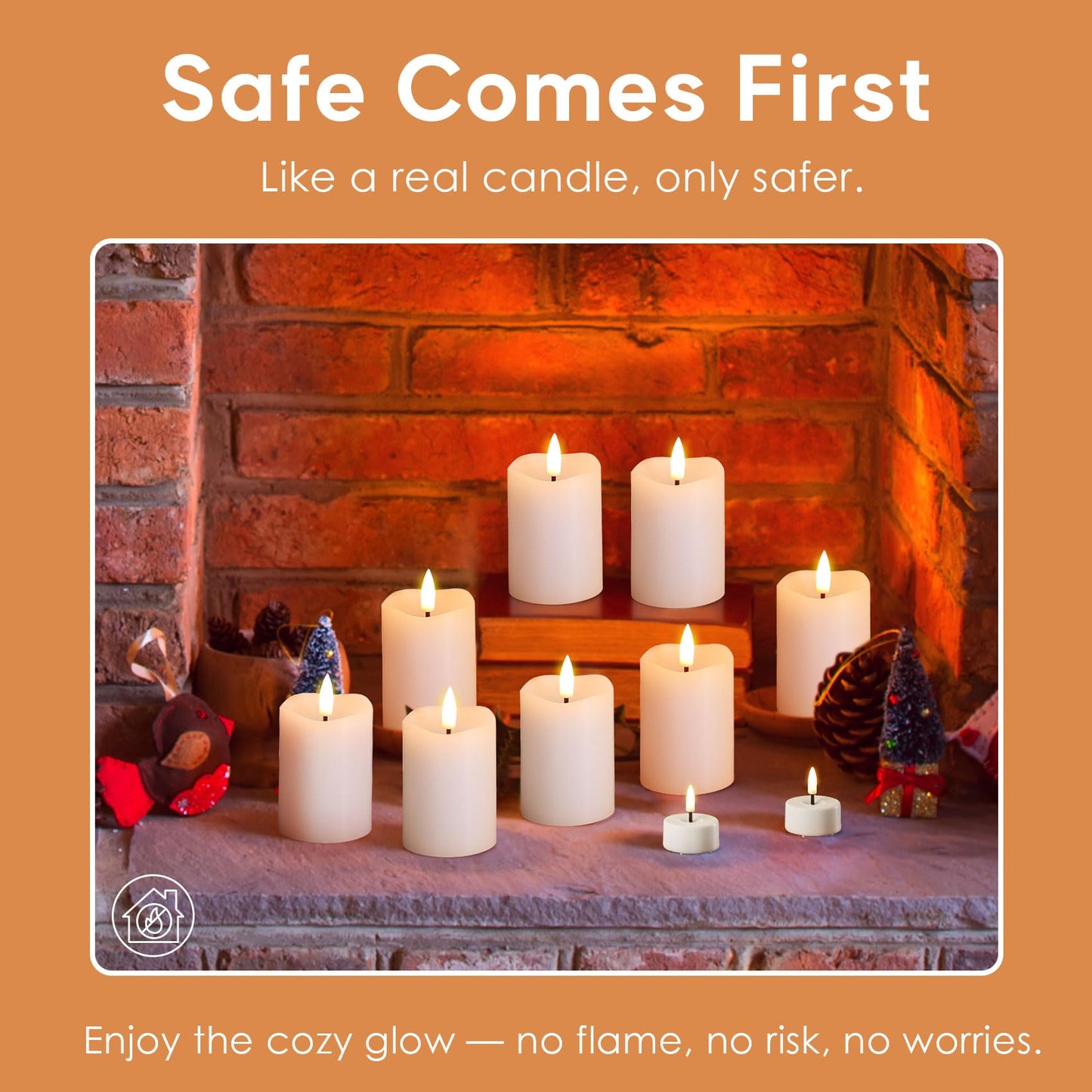 Eywamage White Flameless Votive Candles with Remote Batteries, Small Halloween LED Pillar Candles Flickering Set of 6