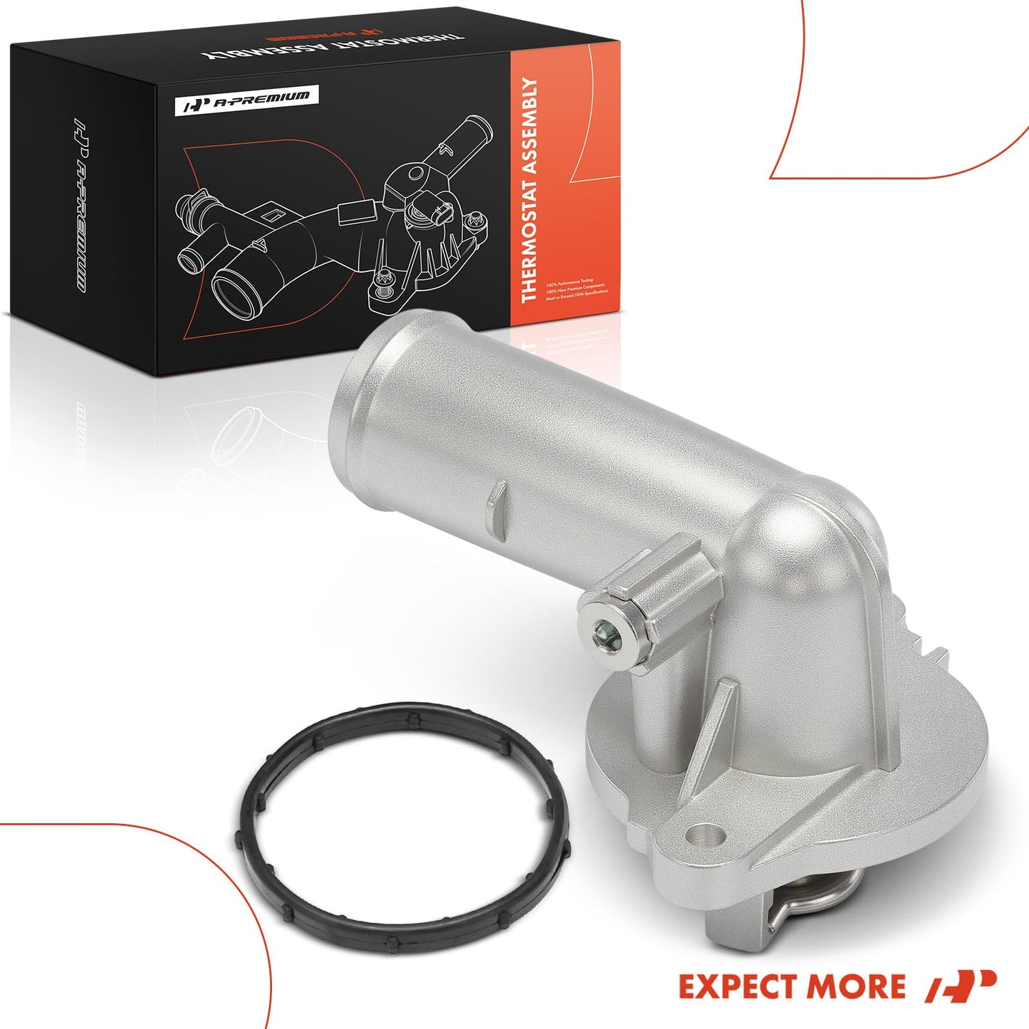 A-Premium Engine Coolant Thermostat Housing Assembly with O-ring Compatible with Jeep Grand Cherokee 2011-2015, Wrangler 2012-2017, Wrangler JK 2018 & Dodge Durango 2011-2015, 3.6L