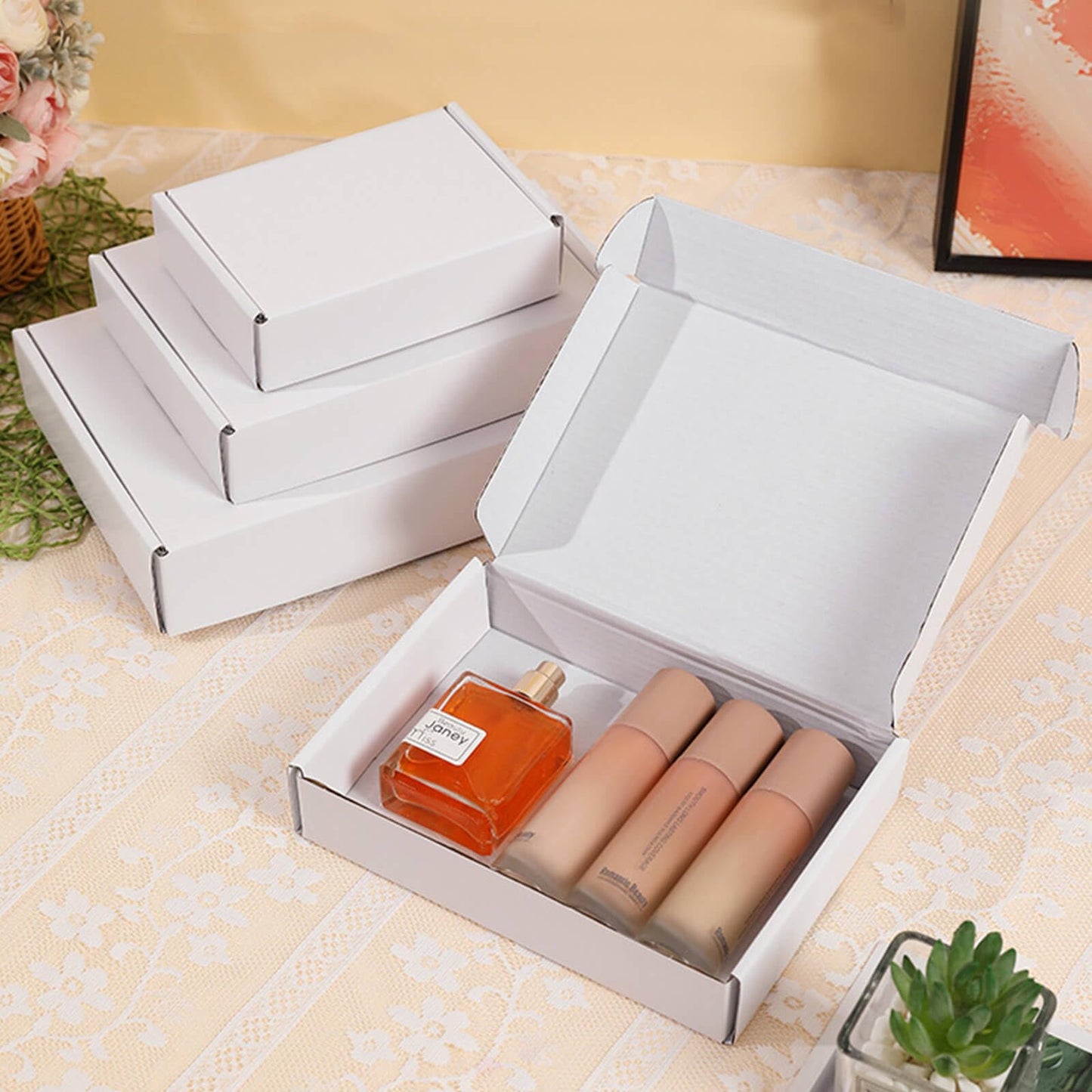 Shipping Boxes 9x6X4 Inches Set of 20 White Corrugated Cardboard Mailer Boxes for Packing, Mailing, and Small Business