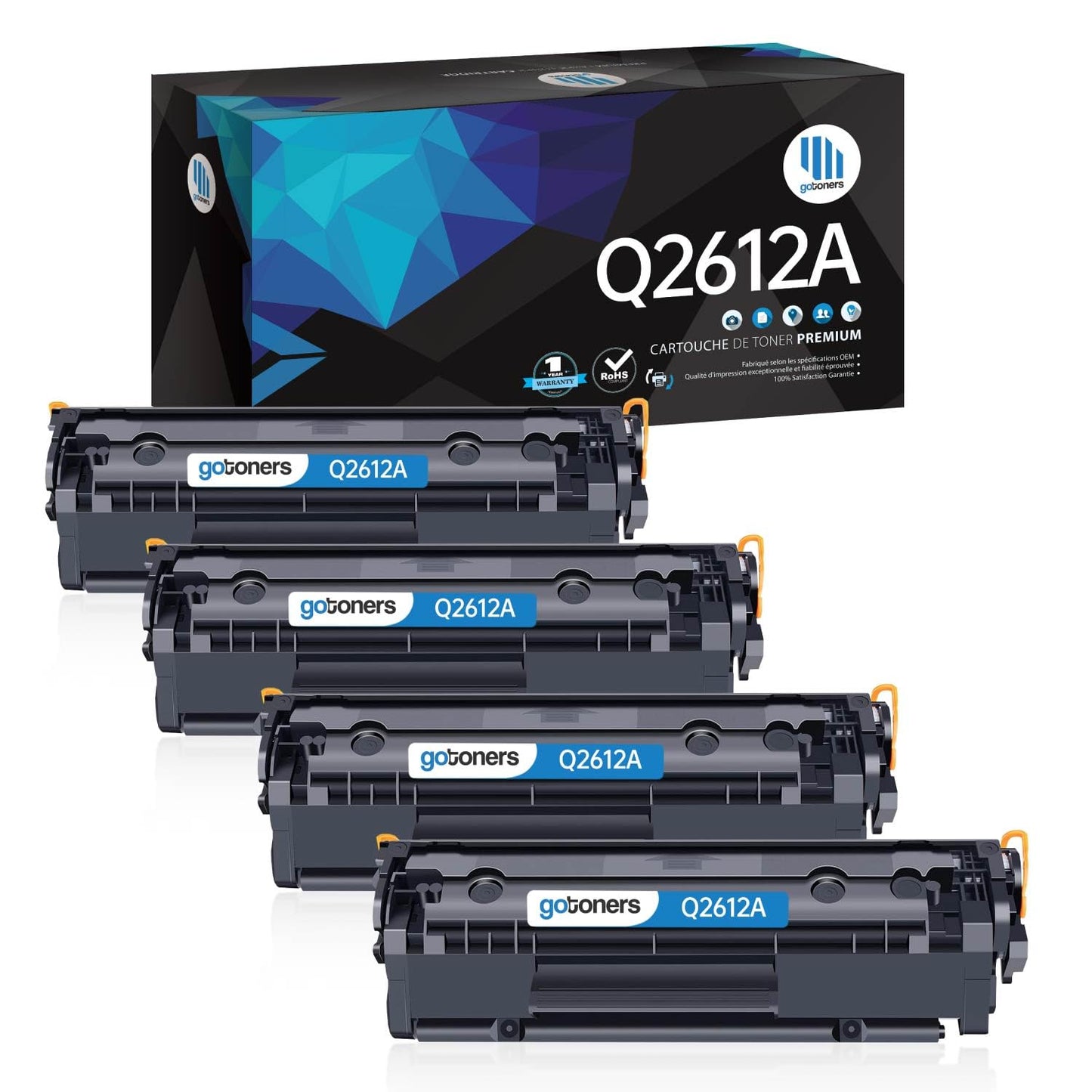 Gotoners 4PK Compatible Toner Cartridges Q2612A for HP LaserJet 1012 3050 1010 3015 1022 3030 3052 3055 3020 1022N 1022NW M1005 MFP M1319