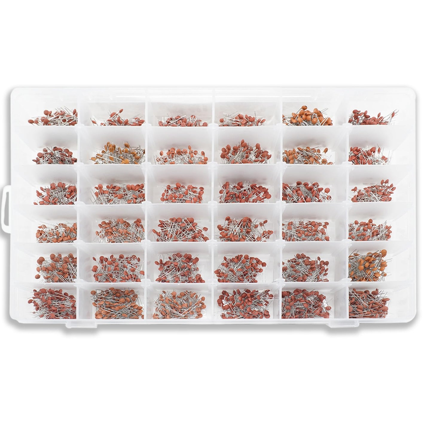 Hengzemei 3600PCS 36 Values Ceramic Capacitor Kit 50V1pF-100nF Multilayer Monolithic Ceramic Capacitor Assortment Red Ceramic Dielectric Capacitors for DIY,Industrial Control Electrical Repairs