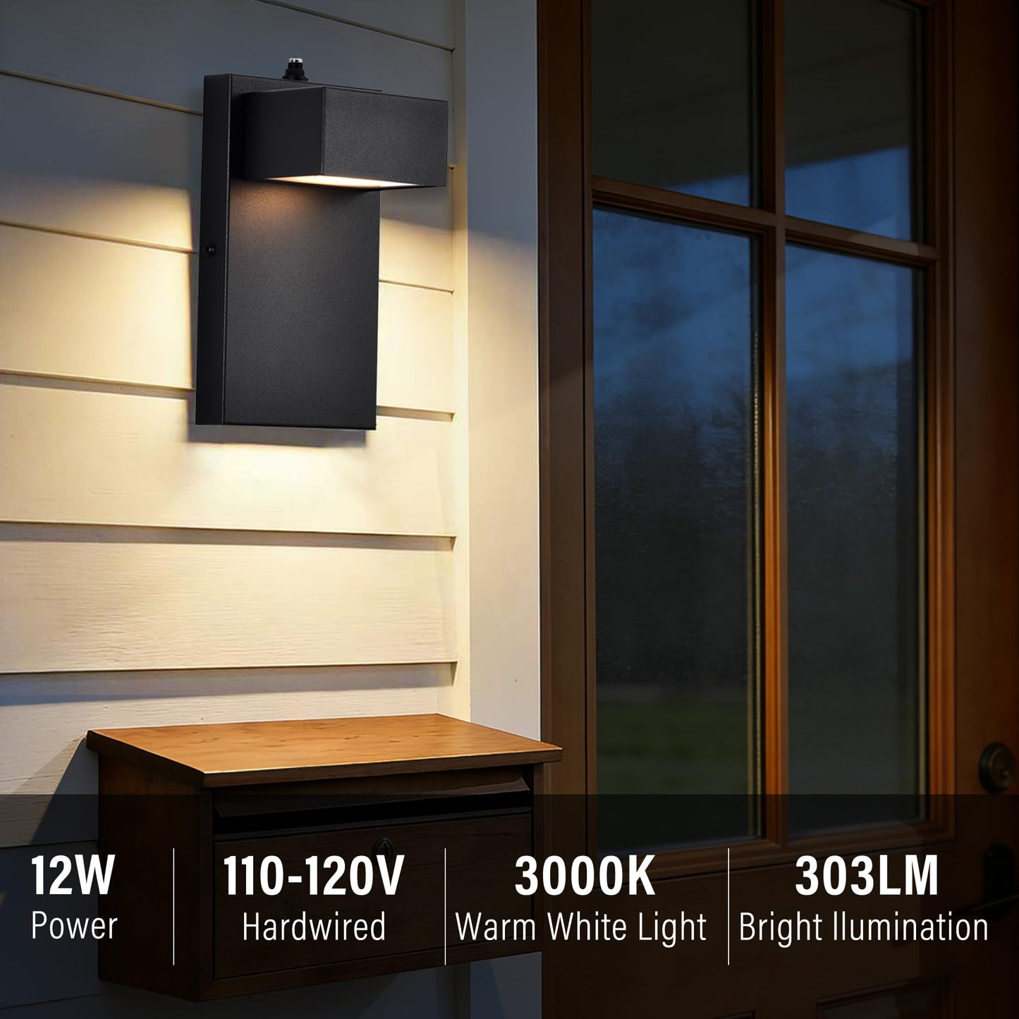 Outdoor Light Fixtures with Dusk to Dawn Sensor, White LED Porch Lights, 3000K Warm White, Rust-Resistant Modern Waterproof Wall Lantern for for Porch, Patio, Garage, Entryway