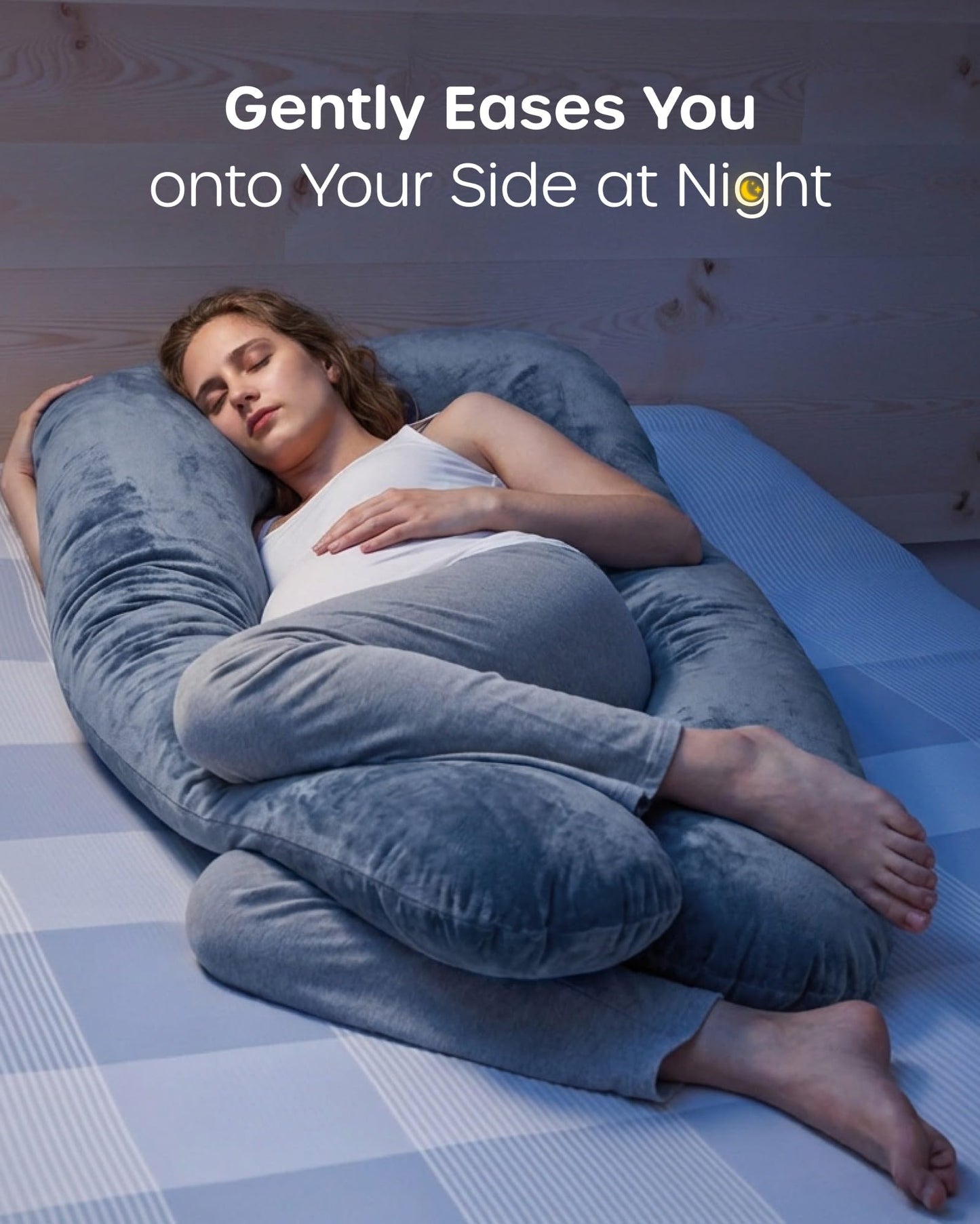 Nuliie Pregnancy Pillow for Sleeping, U Shaped Full Body Pillow Pregnancy Pillows, Maternity Pillow Support for Back, HIPS, Legs for Pregnant Women, with Washable Velvet Cover (Grey)