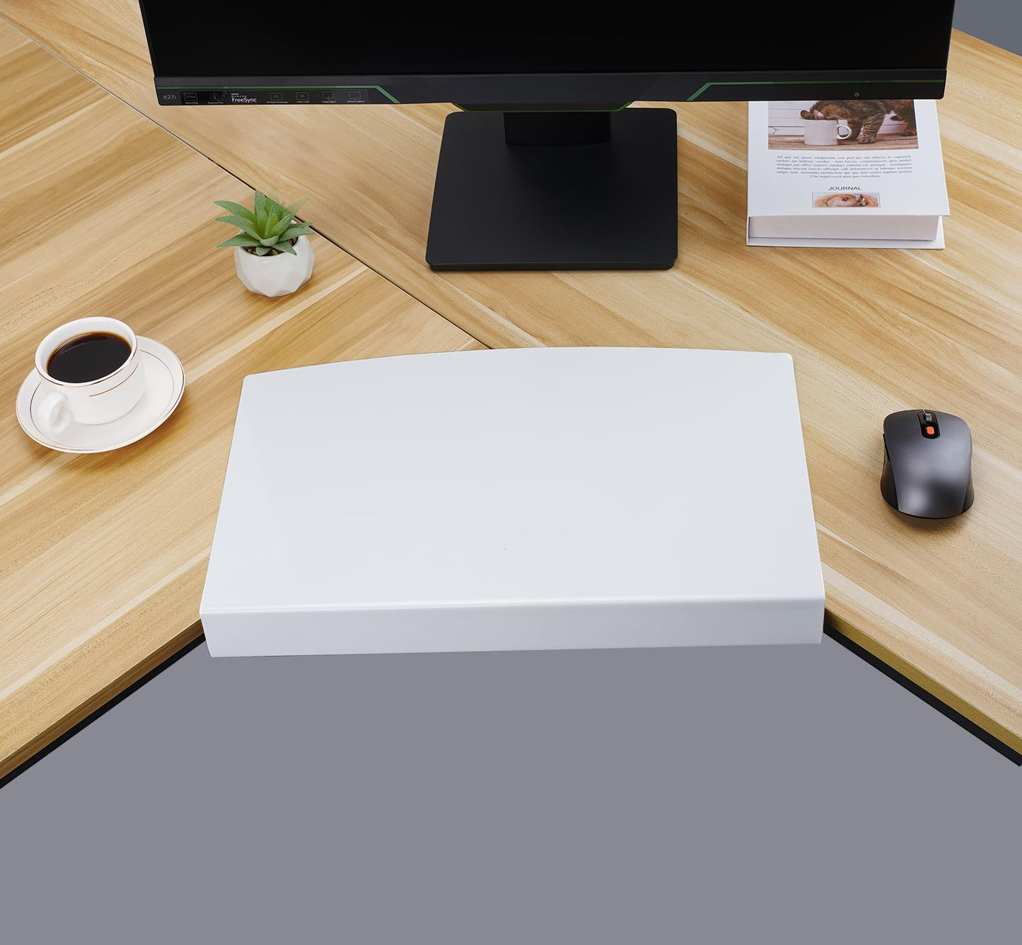 YuPinDiZu 17 inch Corner Desk Connector Platform for Mounting Under-Desk Keyboard Trays on L-Shaped Workstations,Platform Extender Attachment (White)