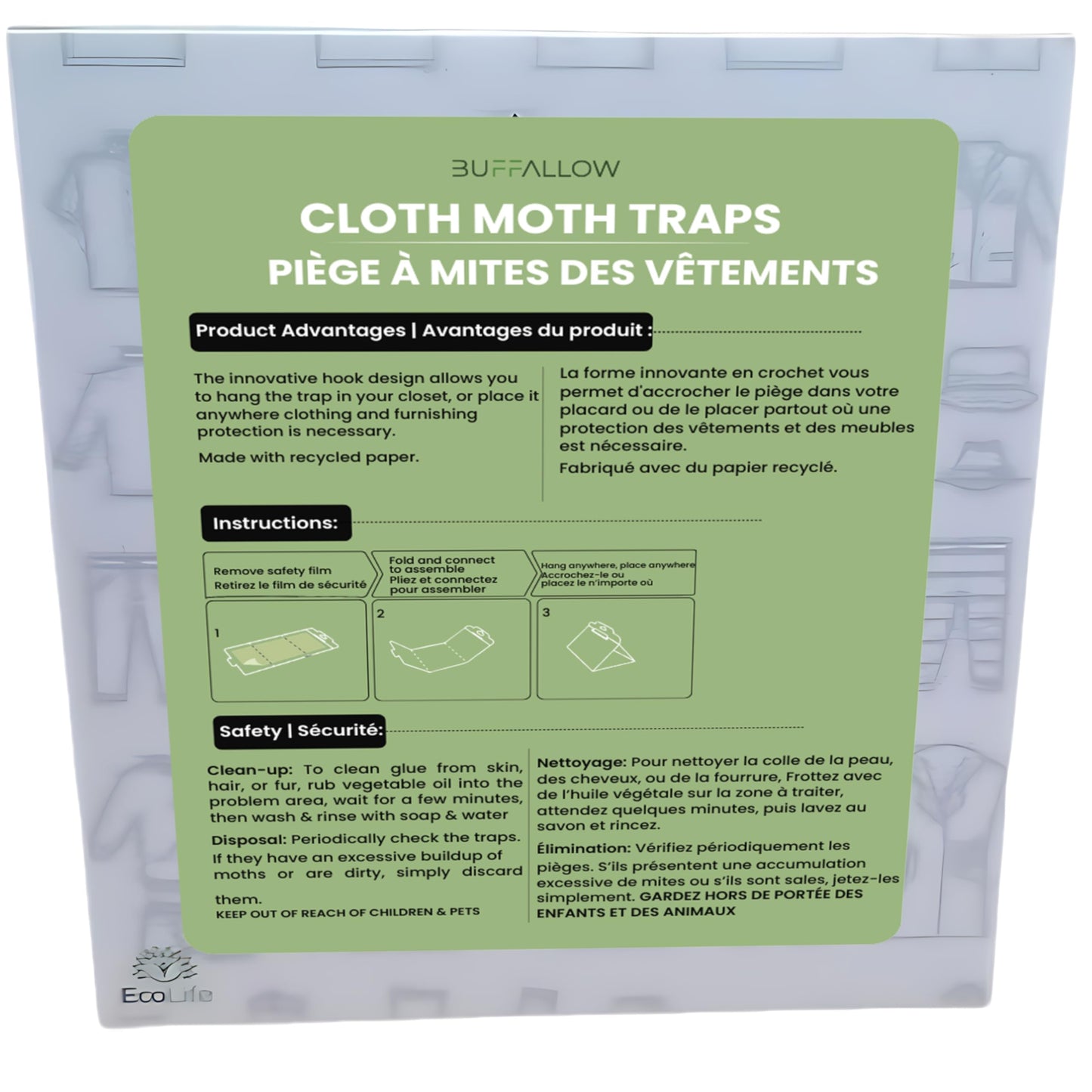 8 Pack Clothes Moth Traps | Child and Pet Safe | Protect Clothes, Sweaters, Wool, Carpet | Adhesive Traps for Fabric Moths