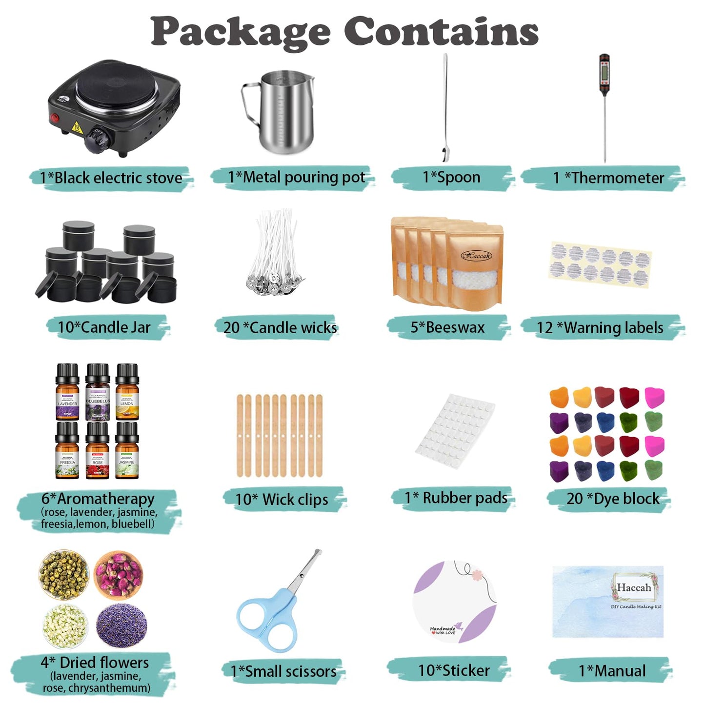 Complete Candle Making Kit with Wax Melter, Making Supplies,DIY Arts&Crafts Gift for Beginners,Adults,Including 500w Electronic Stove,Wicks,Rich Scents,Dyes,Melting Pot,Candle tins