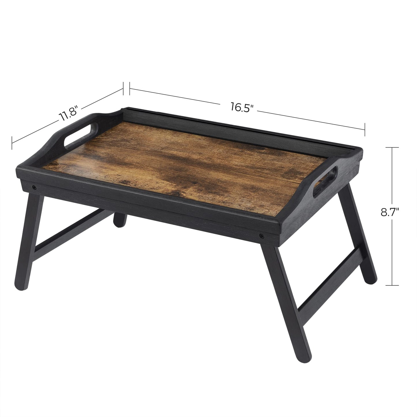 SONGMICS Bed Tray Table with Bamboo Folding Legs, Breakfast Tray for Sofa, Rustic Brown ULLD111B01