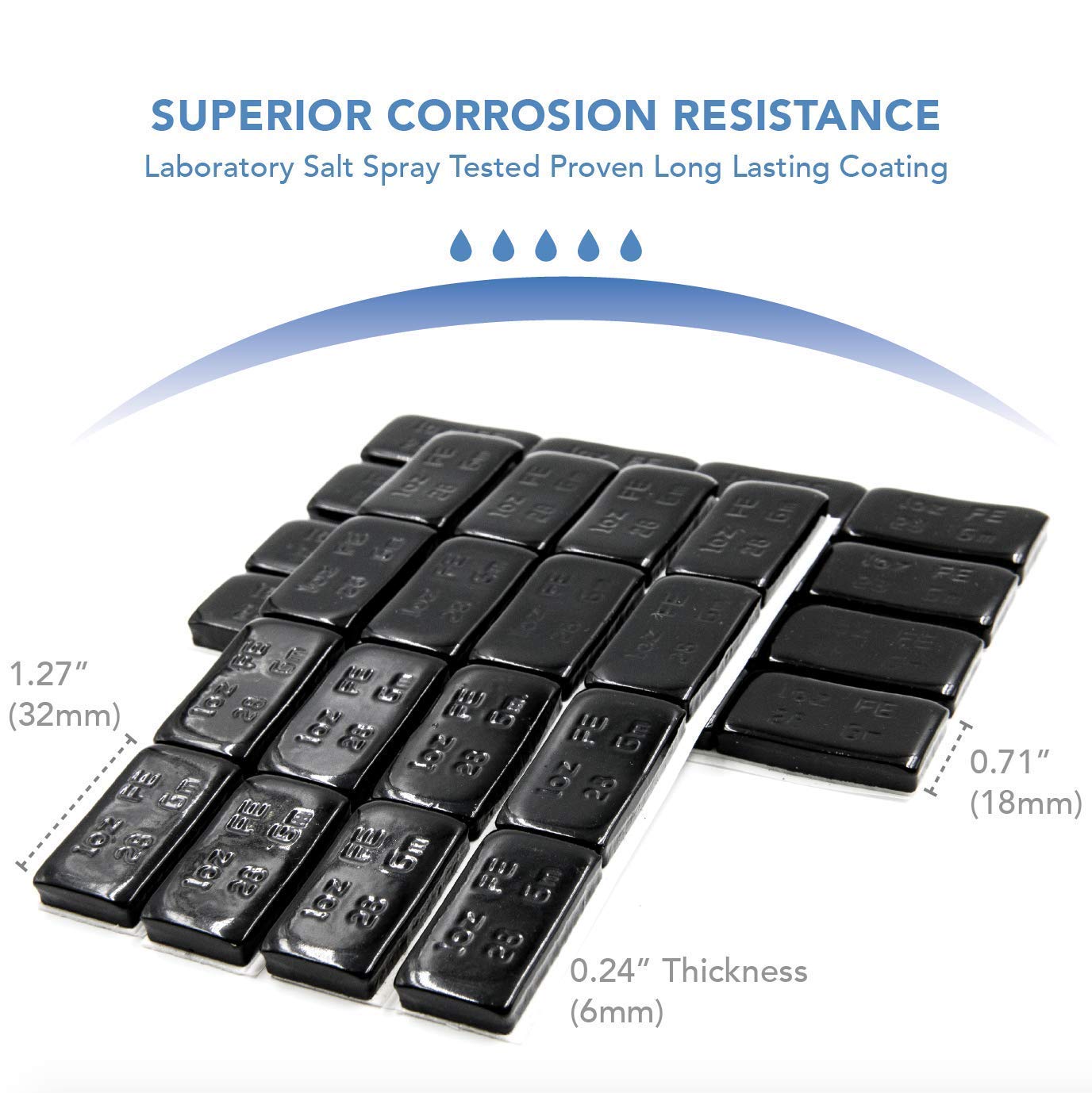 CKAuto 1oz, Black Adhesive Stick on Wheel Weights, Easy Peel, 72 oz/Box, US Quality (72pcs)