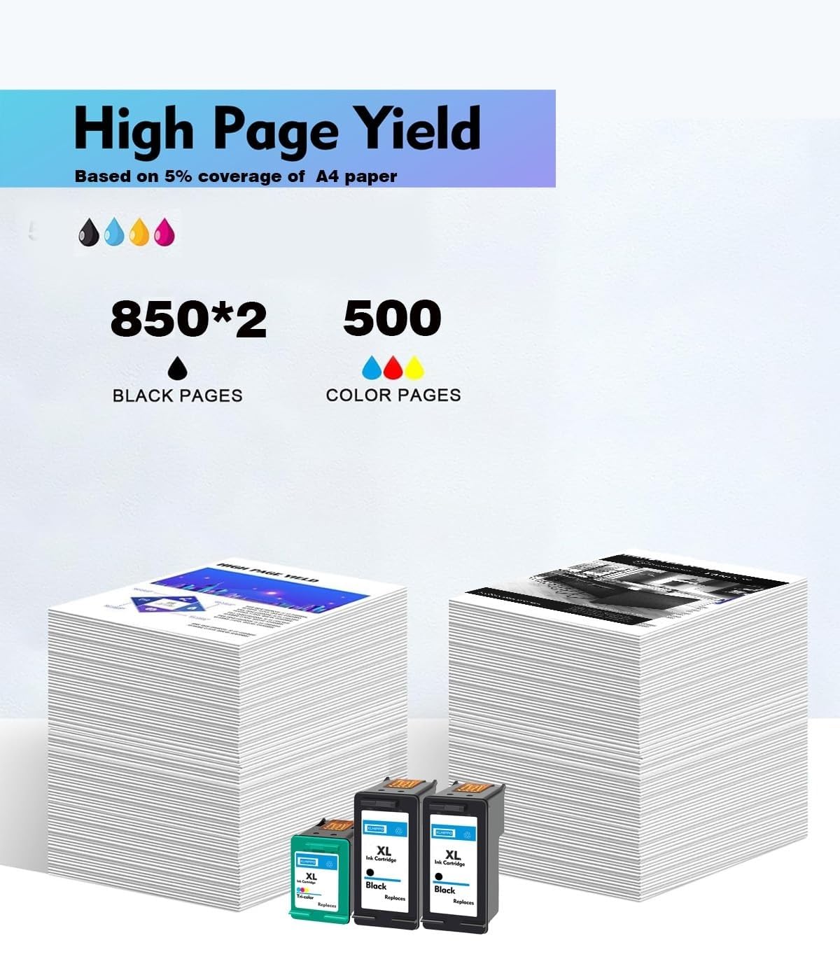 XLhippo 96 97 Ink Cartridges Remanufactured for HP 96 Black & HP 97 Tri-Color Combo Pack, 96/97 Ink Cartridges for Printer Deskjet 6940 6840 6988 6980 Officejet 7310 7410 7210 Photosmart 8050