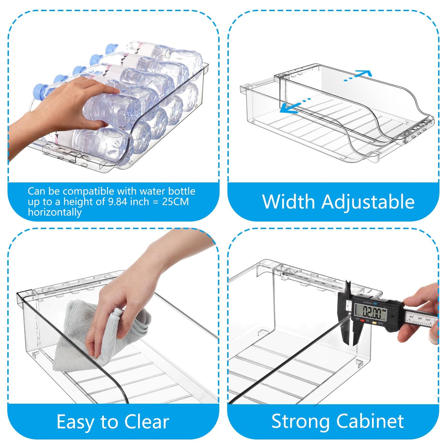 BingoHive 2 Packs Width Adjustable Soda Can Organizer for Fridge Expandable Soda Can Dispenser for Beer Soda Seltzer Pop Can Soda Organizer for Fridge