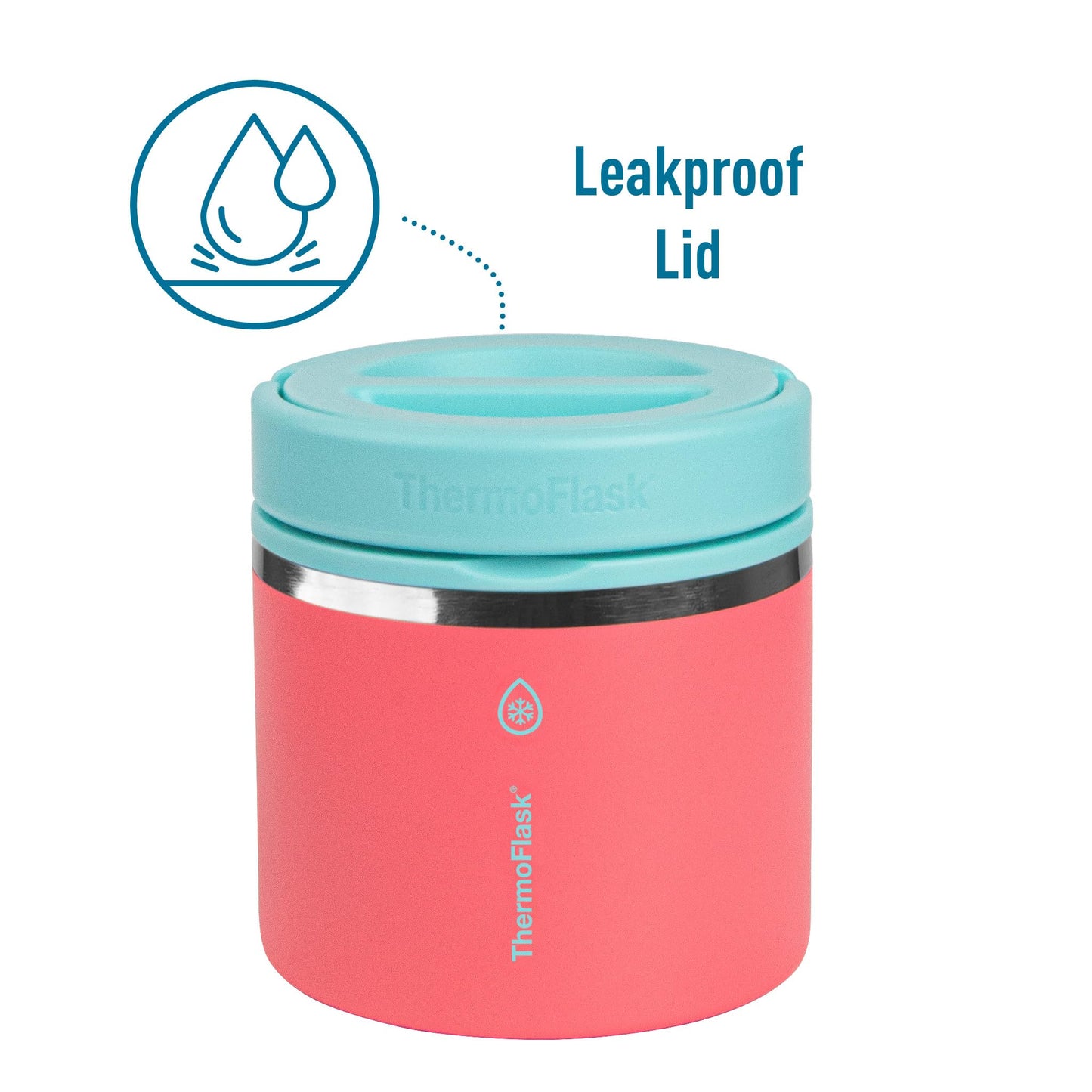ThermoFlask 20 oz Double Wall Insulated Food Jar, 2-Pack, Sugar Coral + Maui Blue/Maui Blue + Sunrise