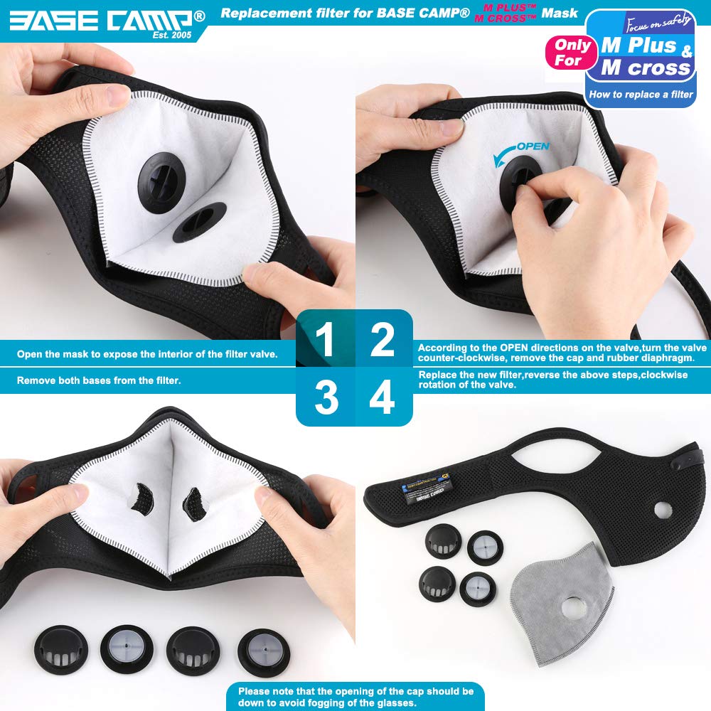 BASE CAMP Upgrade M Plus Dust Mask, Breathable Reusable Dust Face Mask with 6 Activated Carbon Filters for Woodworking Mowing (12 Filters)