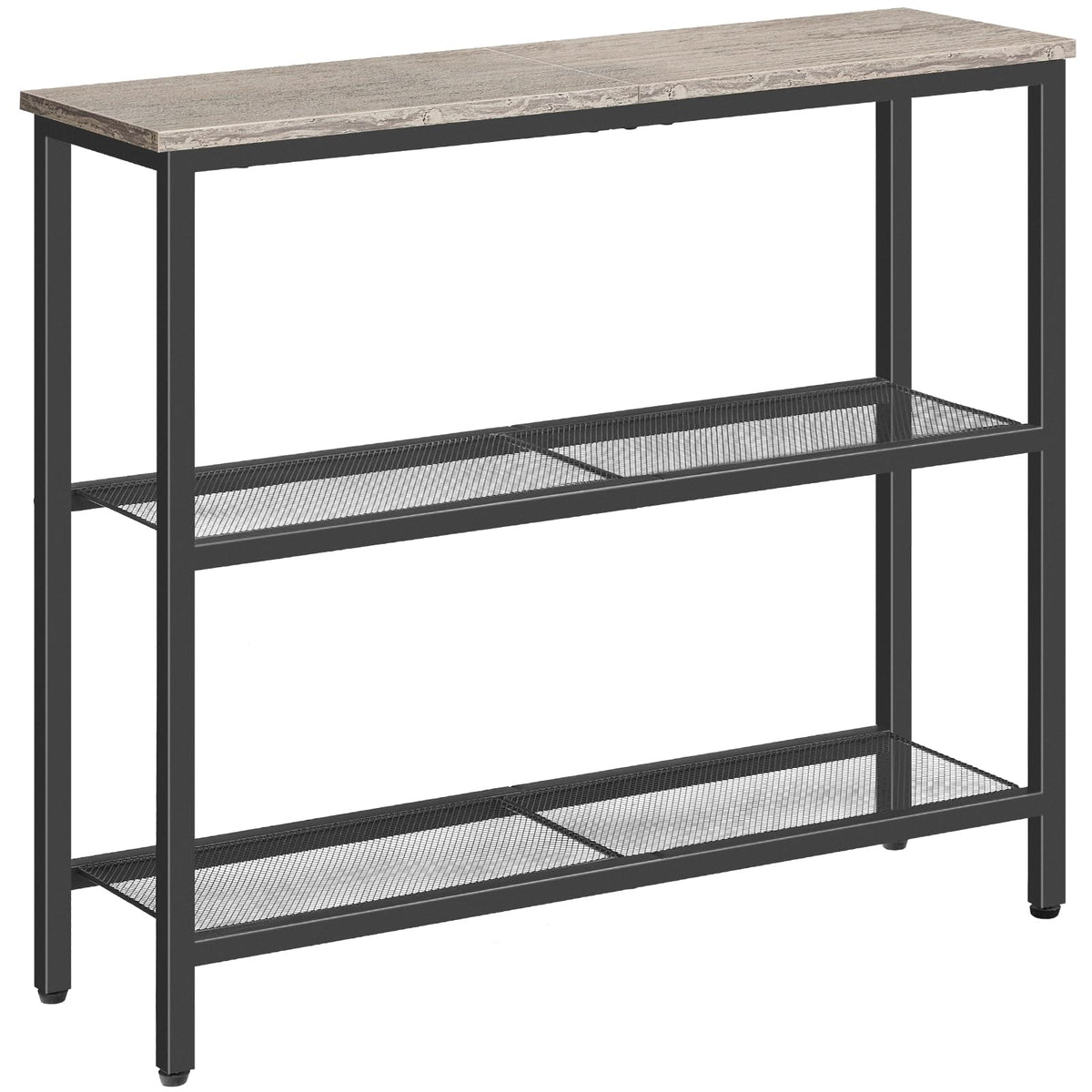 HOOBRO 75 cm Narrow Console Table, 3-Tier Entryway Table, Thin Sofa Table with Shelves, Side Table, Display Table, for Hallway, Entrance, Living Room, Bedroom, Greige and Black BG73XG01