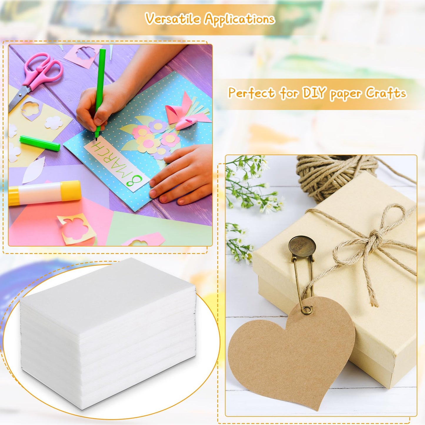 Cholemy 120 Pcs Foam Printing Plates 6 x 9 Inch White Foam Sheets 1/20 Inch Thick Board paper sheets for Card Making Crafting Printing DIY Project Stamp Classroom Scrap Booking