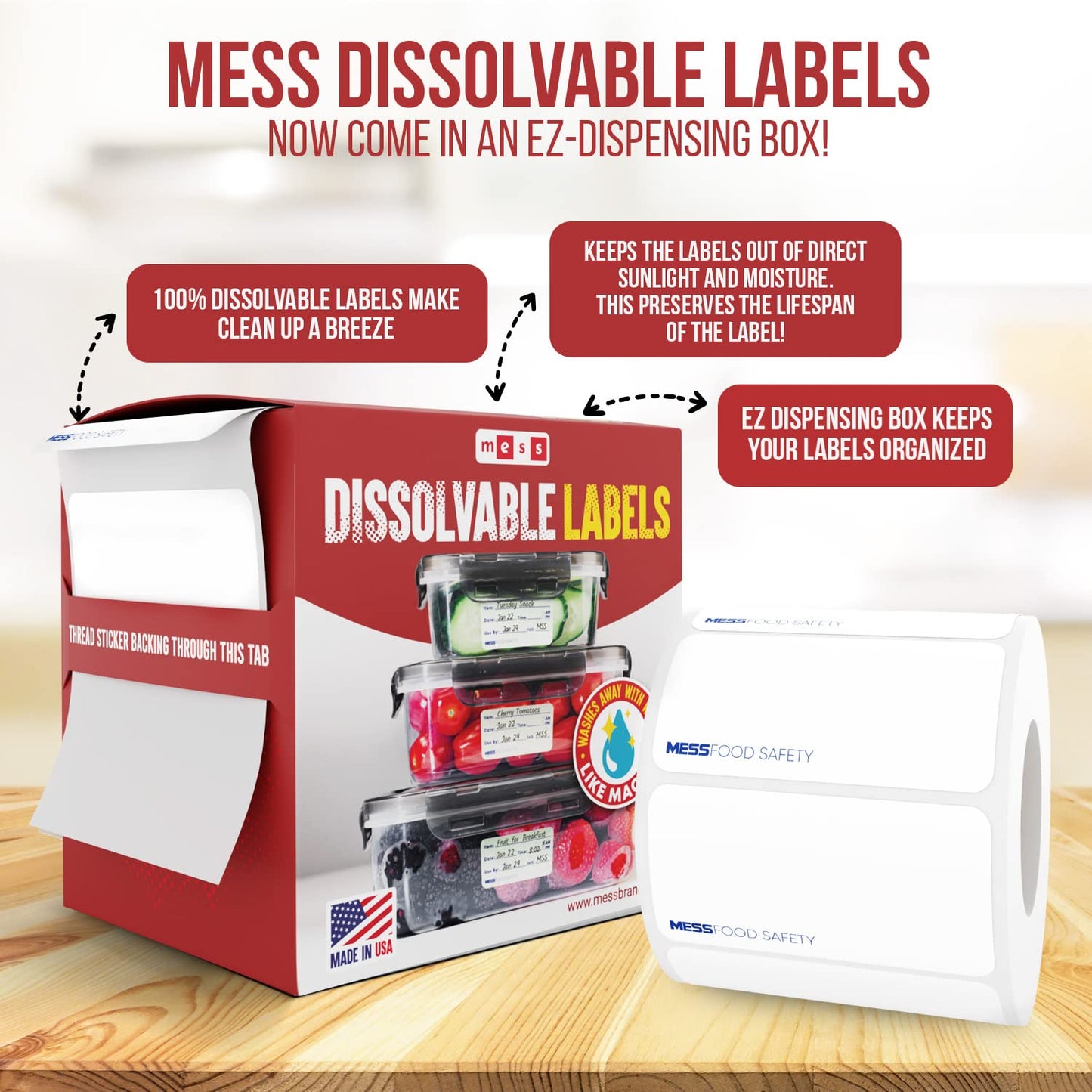 MESS Dissolvable Food Labels for Containers -Blank 500 1x2 Mason Jar Labels - Dissolvable Labels Work in 30 Seconds – Removable Freezer Labels for Food Containers - Canning Labels - Kitchen Stickers