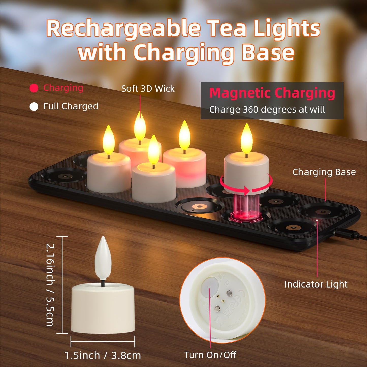 PChero Flameless Candles with Remote Timer & Charging Station, 12 Pack Waterproof Rechargeable LED Tea Lights Fake Floating Candles for Pool Outdoor Lantern Wedding Centerpieces Christmas Decor