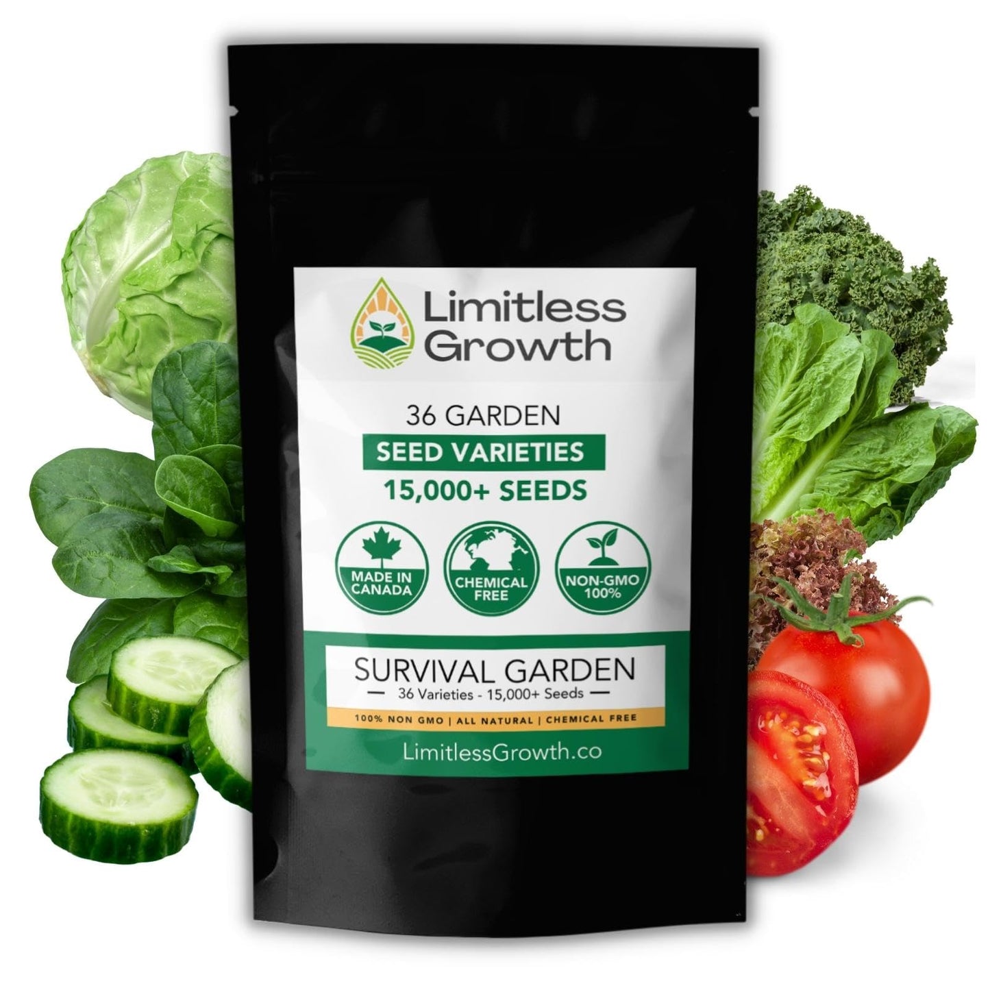 36 Survival Garden Seed Vault | 36 Seed Varieties of Herb, Vegetable, & Flower Seeds for a Thriving Canadian Garden | Adaptable for Canadian Growers | Limitless Growth