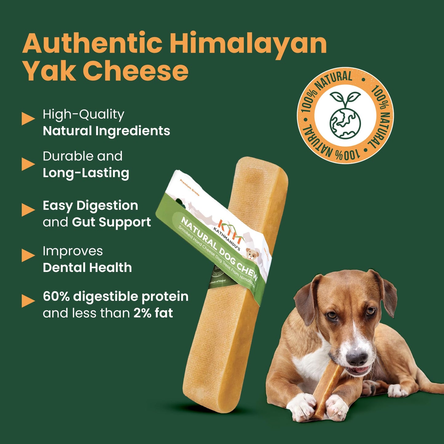 Authentic Himalayan Yak Cheese for Dogs - Large/XLarge (Pack of 4) - Sourced from Pristine Himalayan Foothill, Rawhide-Free, NO preservatives