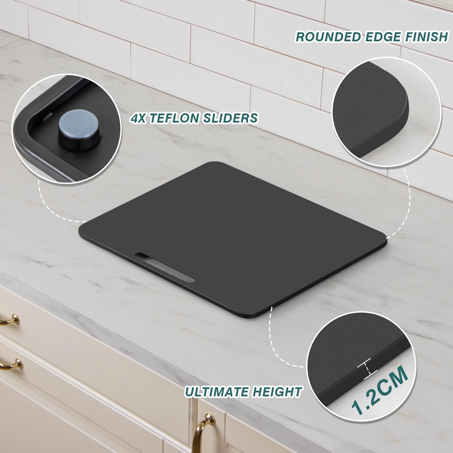 ANBOXIT Metal Appliance Slider, Sliding Tray for Coffee Maker,360° Effortless Movement,Small Appliance Rolling Tray for Counter, Coffee Pot Slider, Wide - Medium (13"D x 14"W)