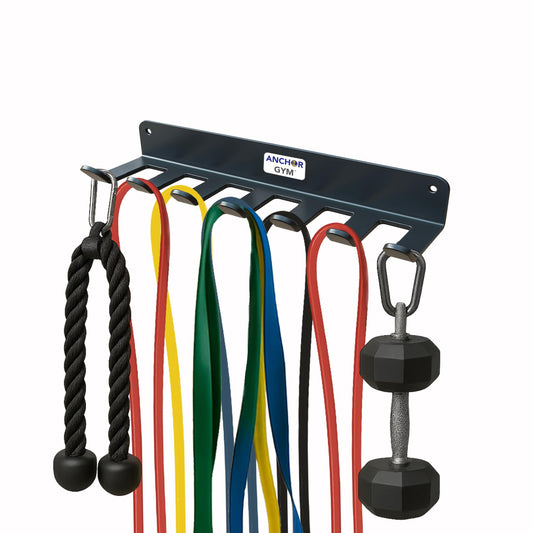 Anchor Gym Resistance Band Storage Rack - Gym Rack Organizer for Ropes, Straps & Small Dumbbells - (L-17 Inches) - (Screws Included)