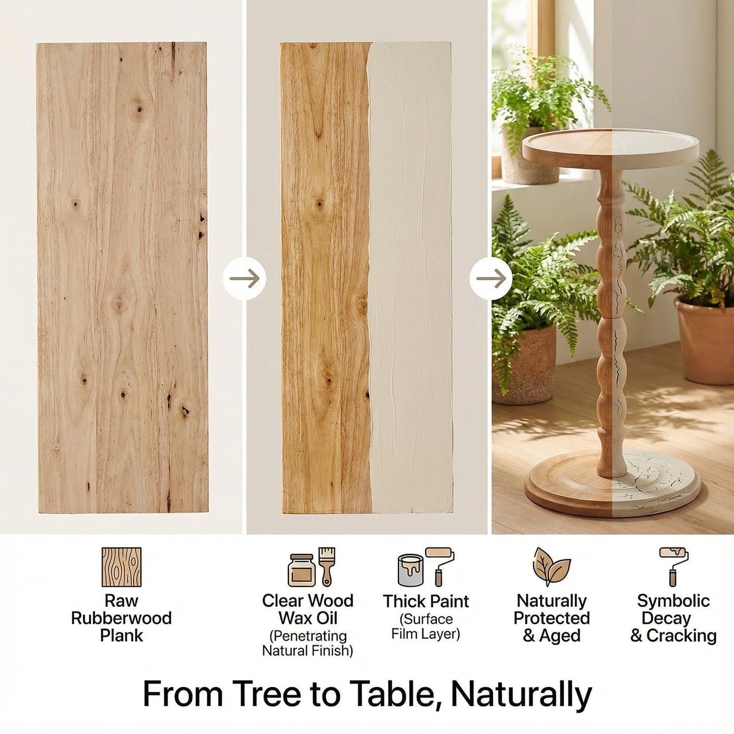 Round Side Table, Small Drink Table for Small Spaces, Modern Accent Nightstand with Solid Wood Leg for Living Room, Bedroom, Corners, and Office (Walnut)