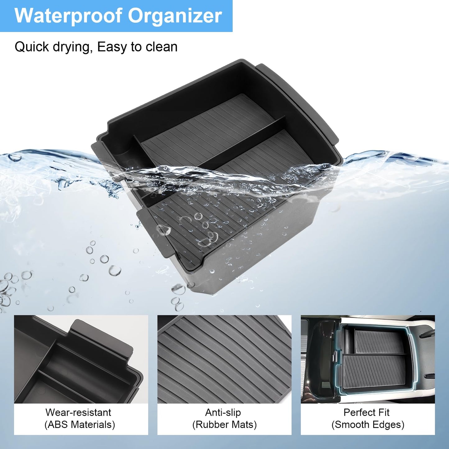 Coleya Double Layer (Only for Electronic Shift), 2025 2026 Tucson/Tucson Hybrid/Tucson PHEV Center Console Organizer, Durable ABS Plastic&Anti-Slip Console Tray Insert 2025 Tucson limited Accessories