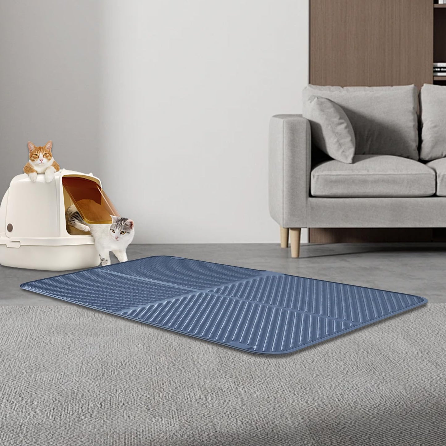windhunt Silicone Cat Litter Mat,Extra Large Litter Trapping Mat,Waterproof Litter Box Mat for Floor,Easy Clean,Non-Slip Litter Catcher Mat,Cat Supplies Needs (Grey, 31x23x0.26 in)