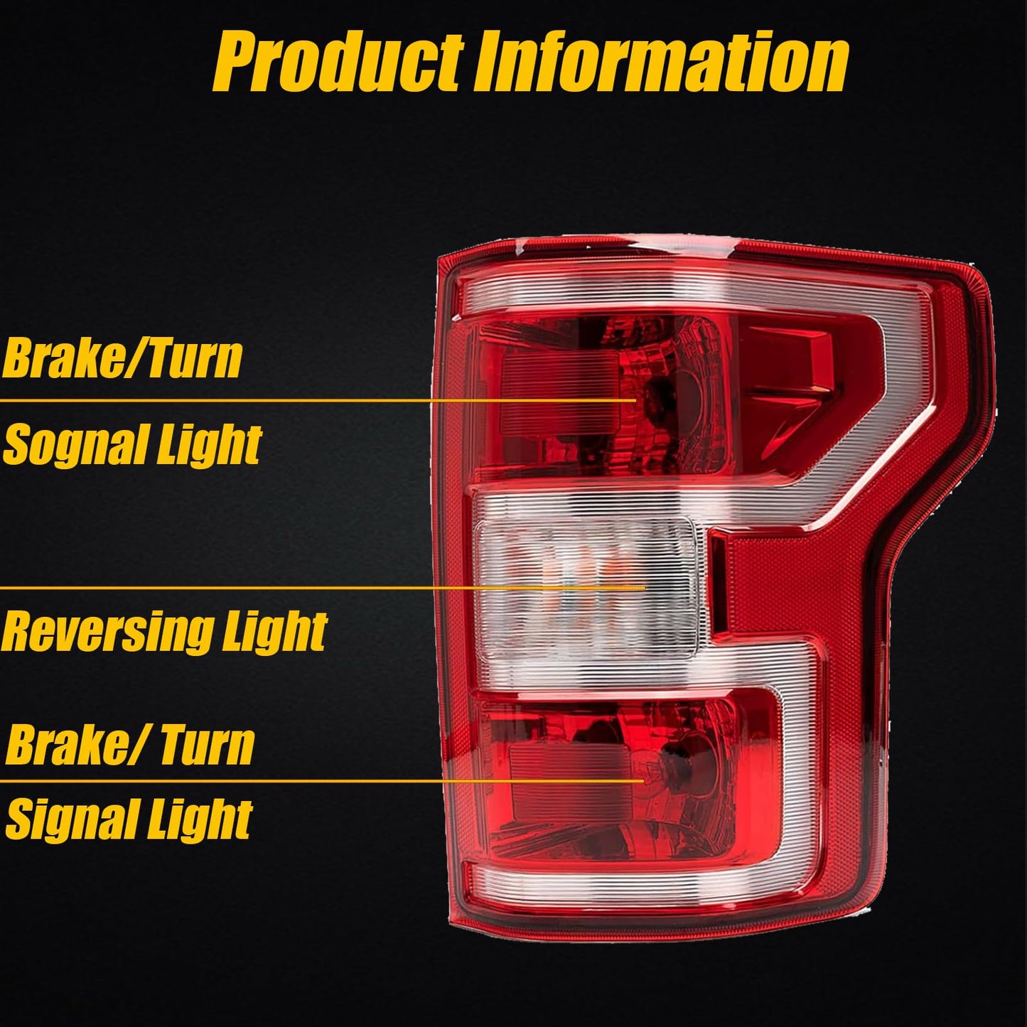 Tail Light Compatible With Ford F150 F-150 2018 2019 2020 Right Passenger Side Taillight Rear Brake Lamp Signal Assembly with Bulb Replace JL3Z13404H