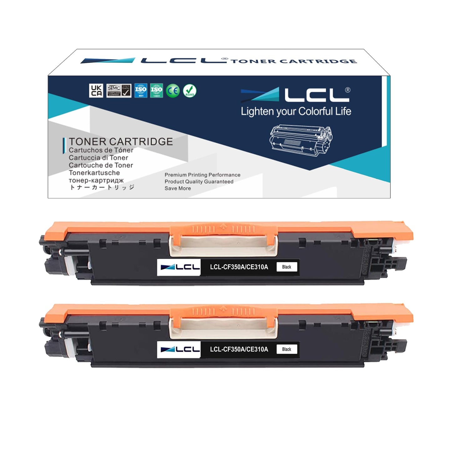 LCL Remanufactured Toner Cartridge for HP 130A CF350A (2-Pack, Black) for HP Color LaserJet Pro MFP M176 M176FN M177 M177FW M176n