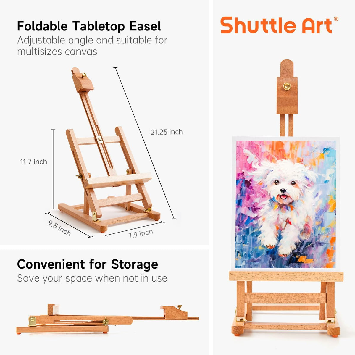 Shuttle Art 66 Pack Acrylic Paint Set, Acrylic Painting Set with 30 Colors Acrylic Paint, Wooden Easel, Painting Canvas, Paint Brushes, Palettes, Art Painting Supplies for Kids Adults Beginner Artists