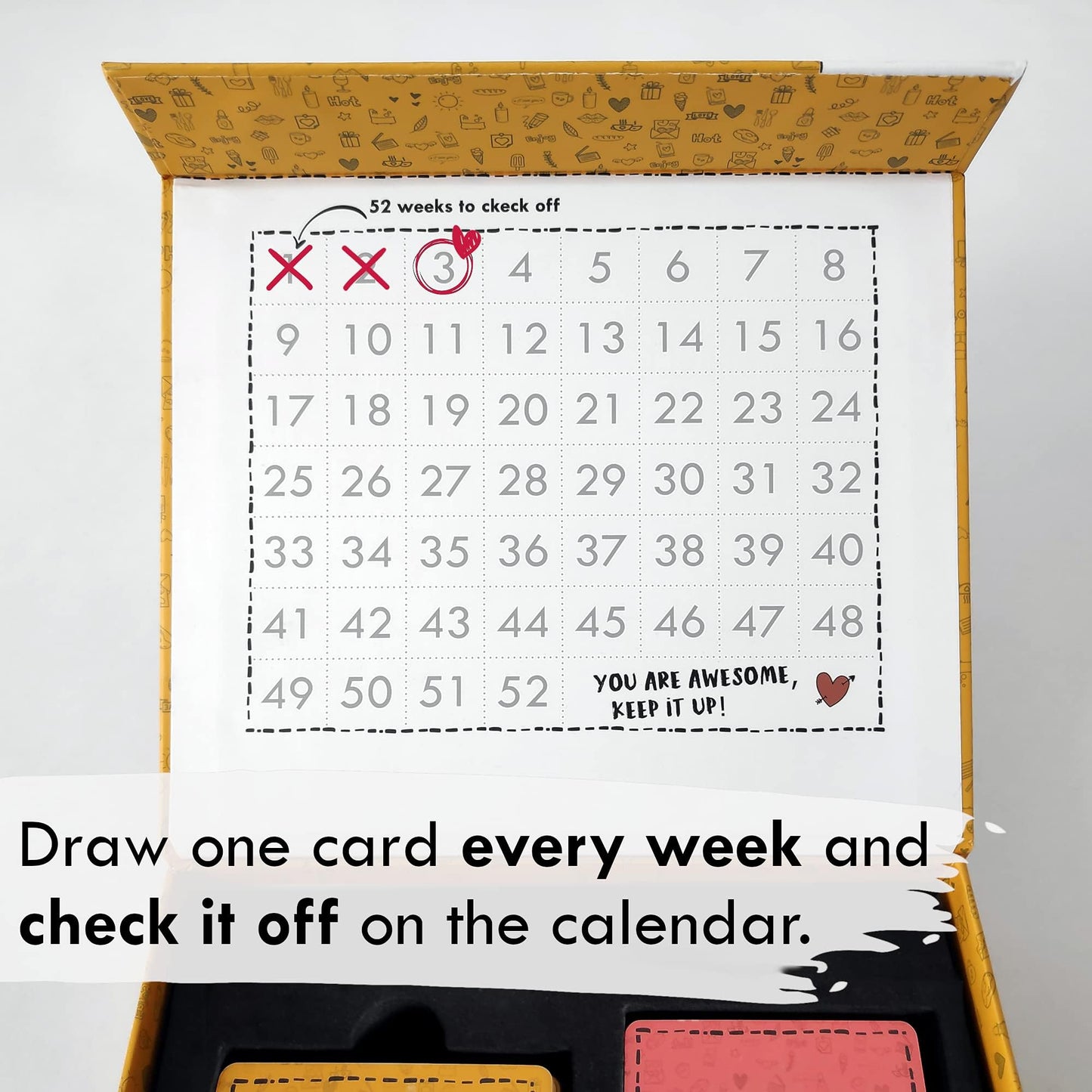 Weekly Date Night Ideas for Couples – Fun & Romantic Gift for Wedding Anniversaries, Valentine’s Day & More – for Husband, Wife, Brides & Bachelorettes – Includes 52 Unique Ideas + 52 Bonus Cards