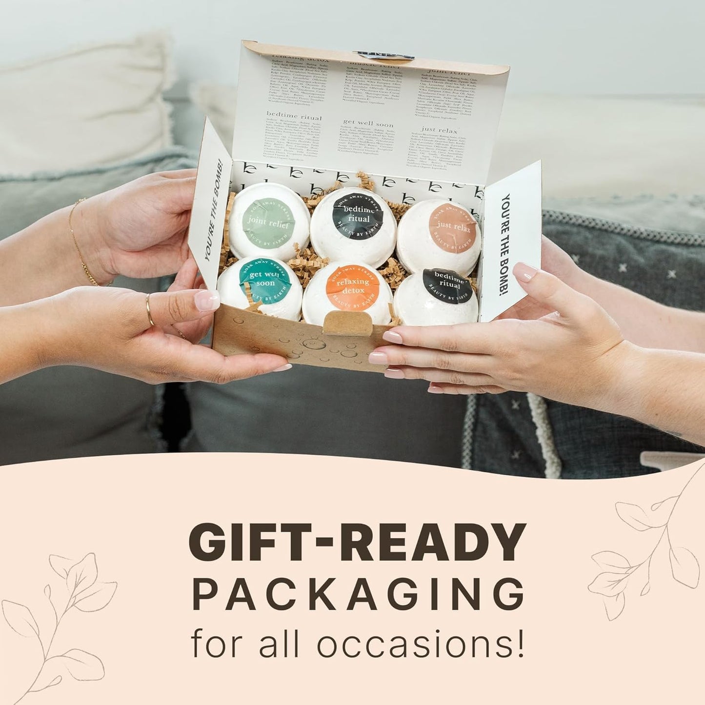 Bath Bombs Gift Set - Made with Organic & Natural Ingredients, Relaxing Spa Gifts for Women, Men & Kids