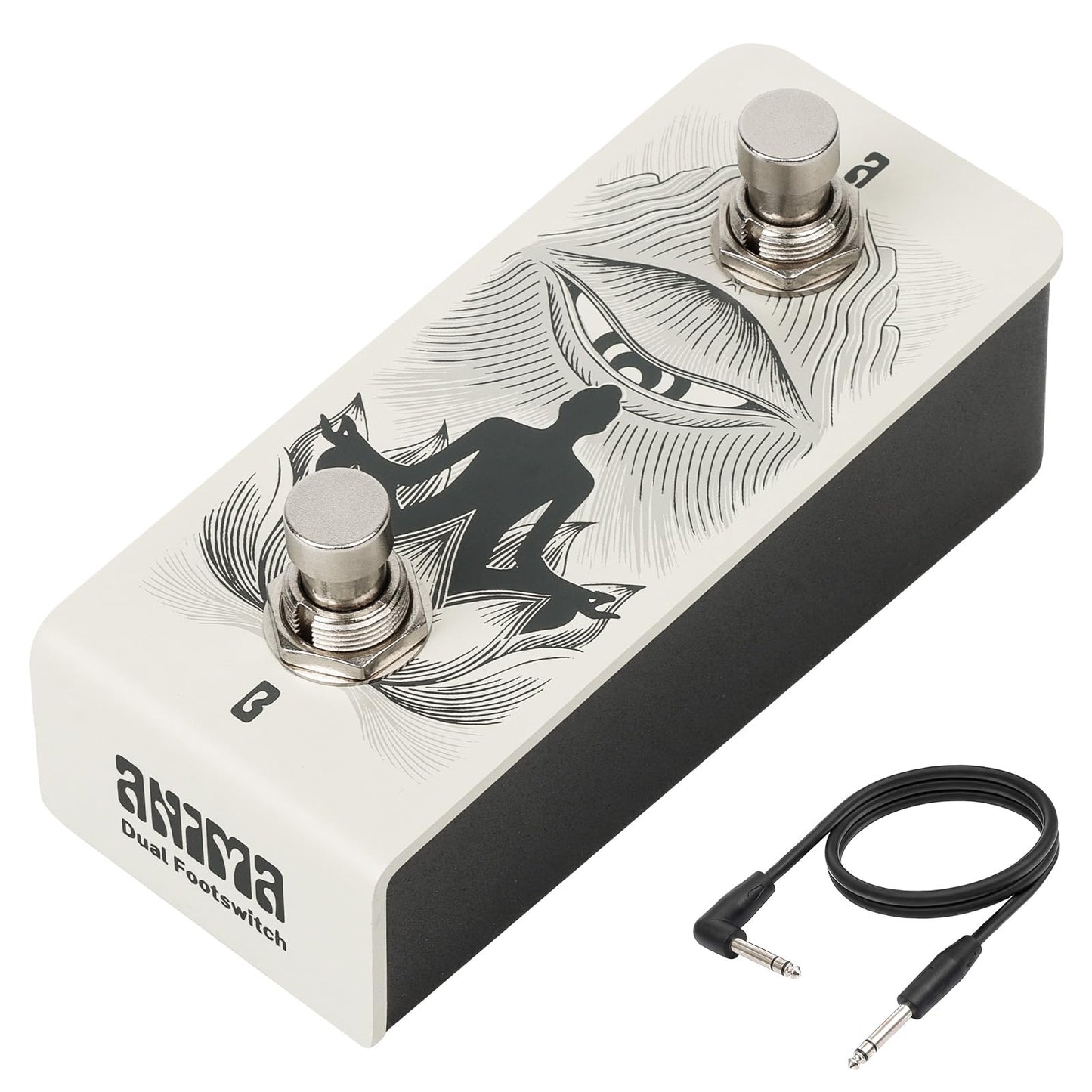 Klowra Anima Dual Footswitch Pedal - Dual Momentary TRS Footswitch Controller for Guitar Pedals, Passive Design, Includes TRS Cable, Compact Pedalboard Switch (Anima Khaki)