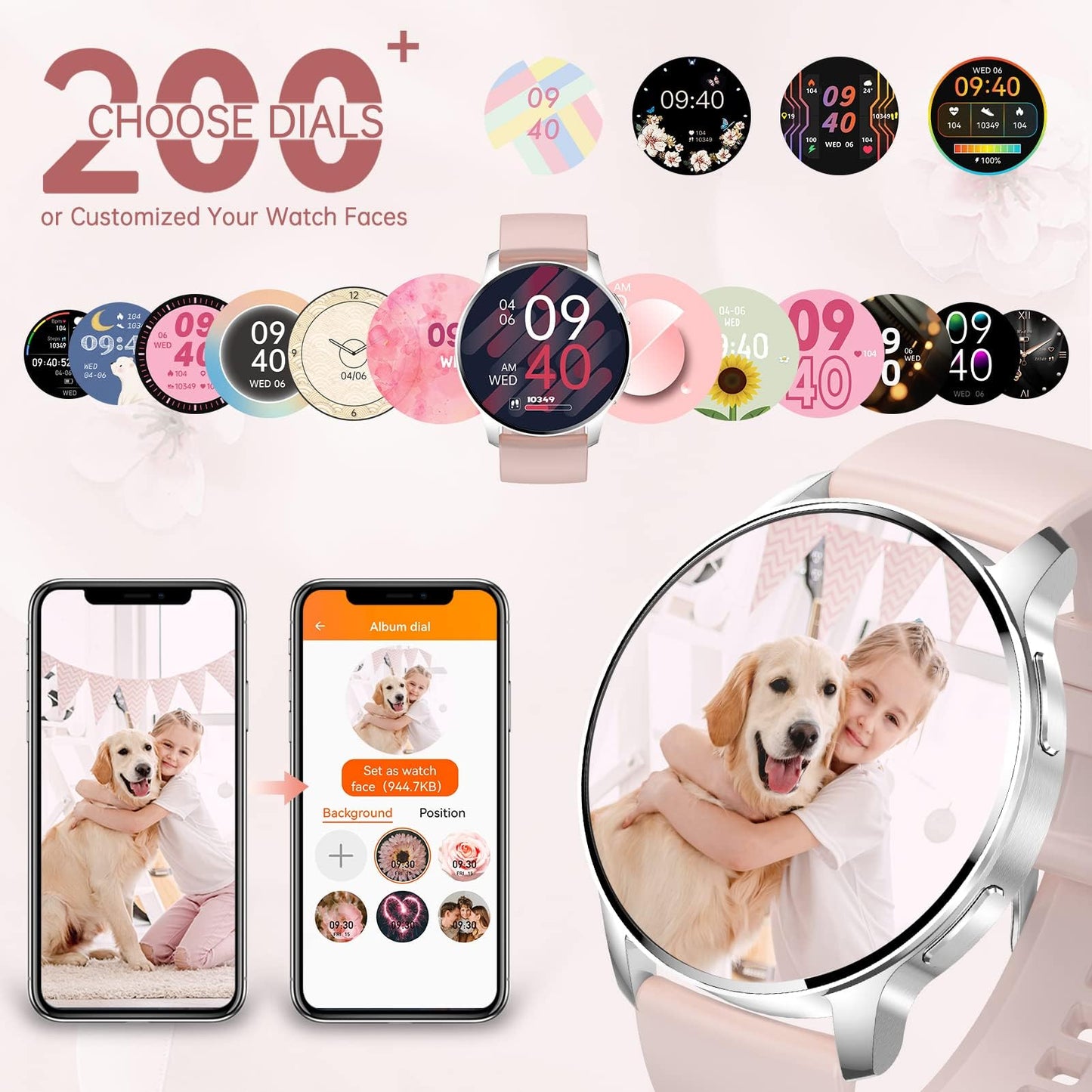 Smart Watch for Women (Make/Answer Call) Fitness Tracker for Android iOS Phones Waterproof Digital Watch with Heart Rate Sleep Monitor Pedometer AI Voice Control DIY Watch Face, Silver